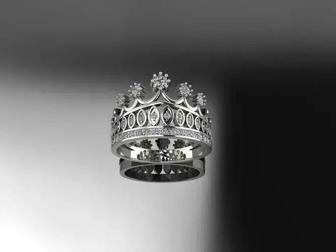 Designer crown ring with diamonds