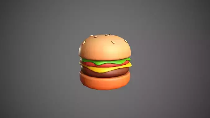 Burger Cartoon Low-poly 3D model