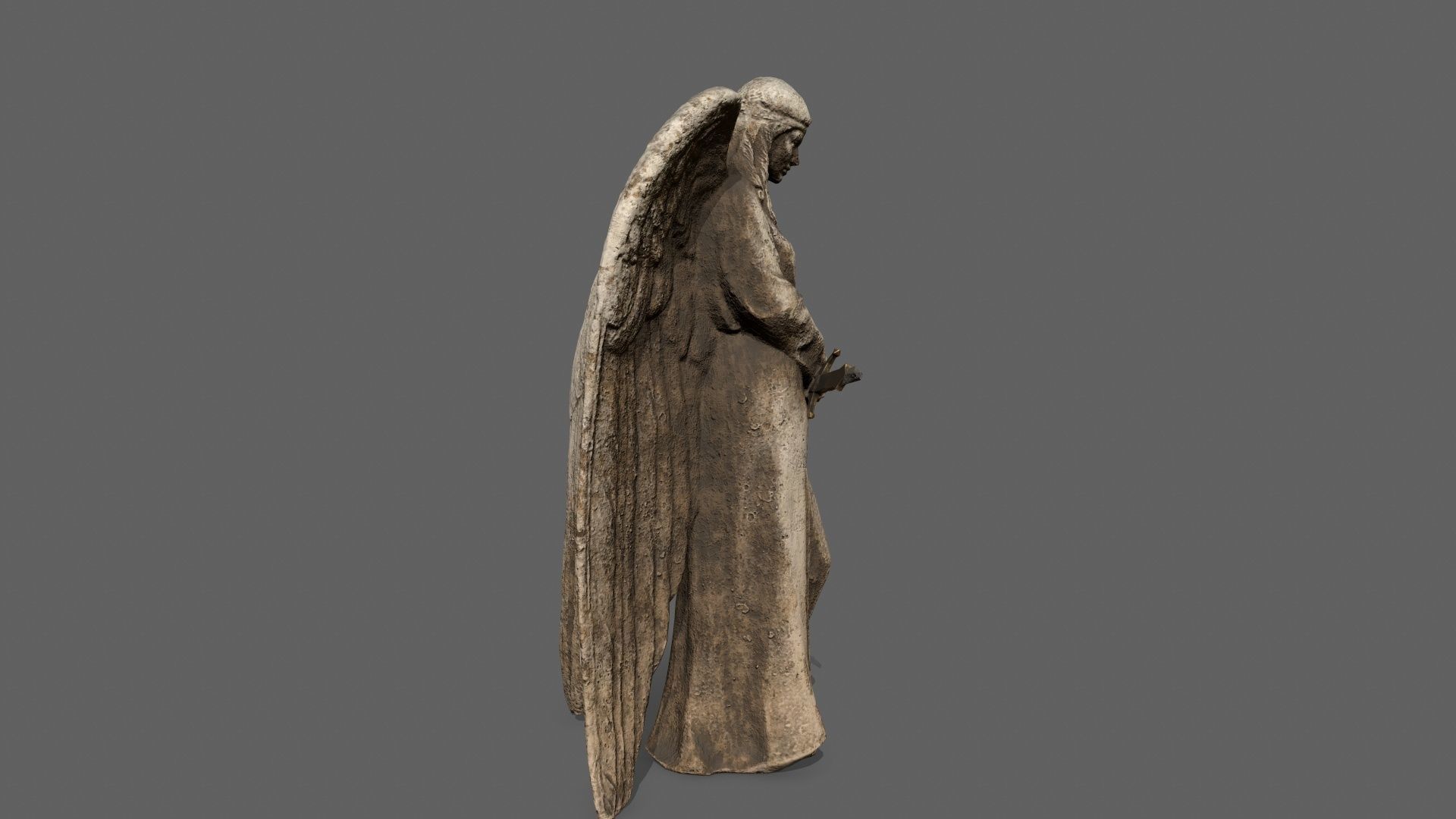 Angel statue of Low-poly 3D model_3