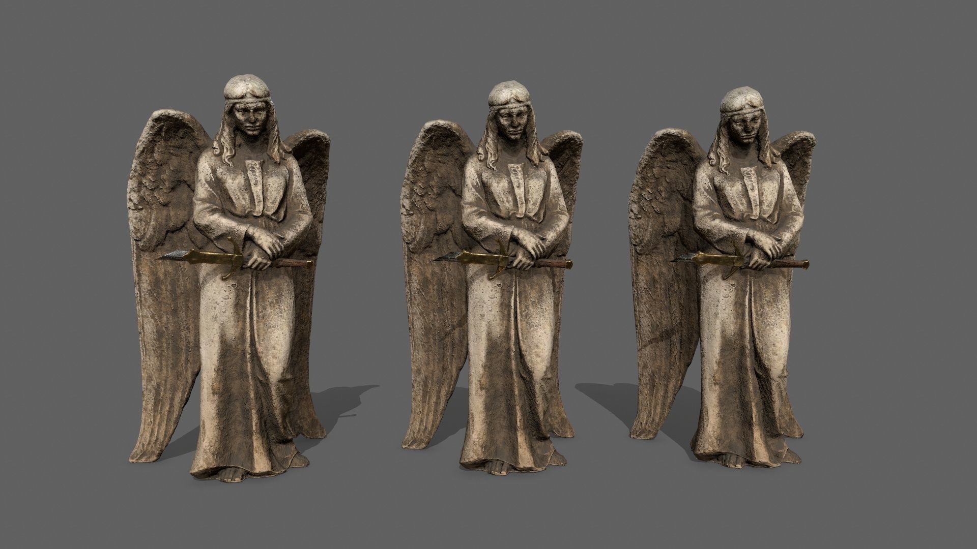Angel statue of Low-poly 3D model_11