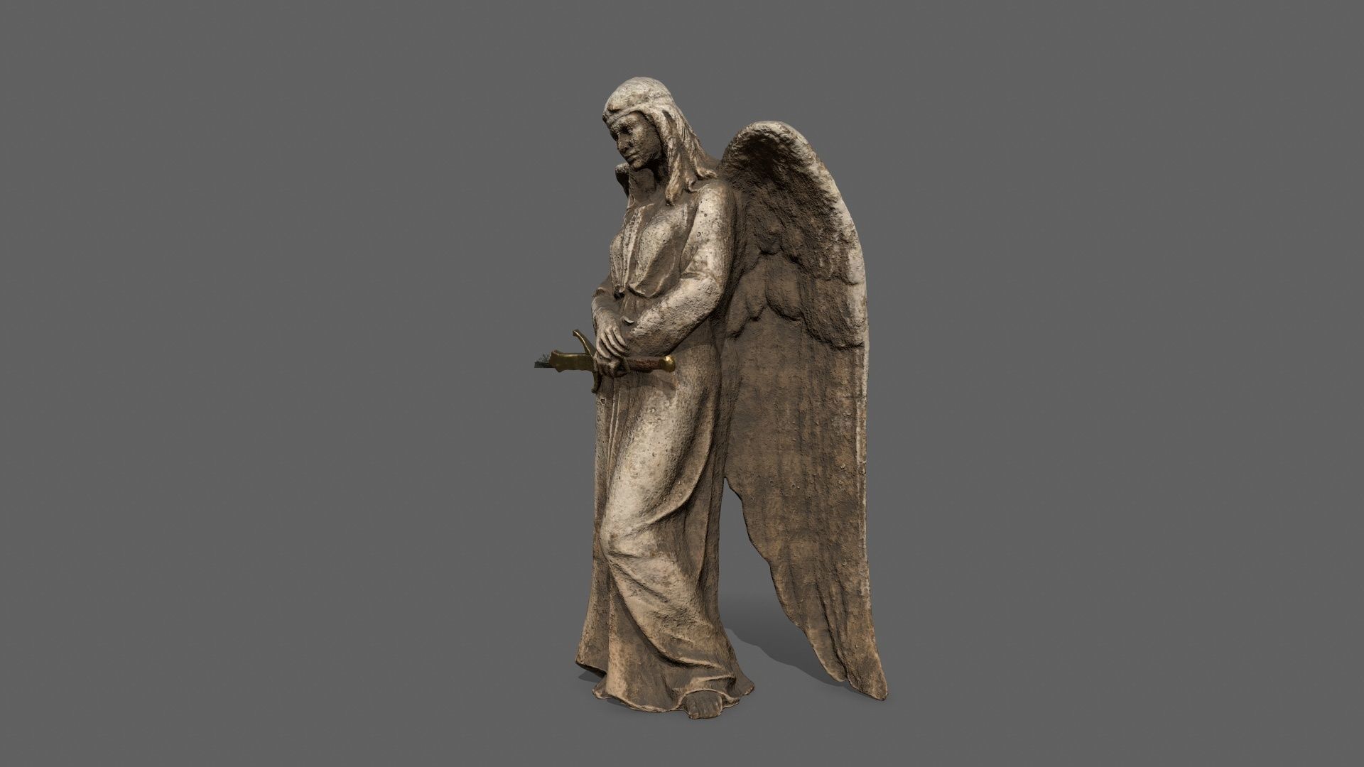 Angel statue of Low-poly 3D model_7