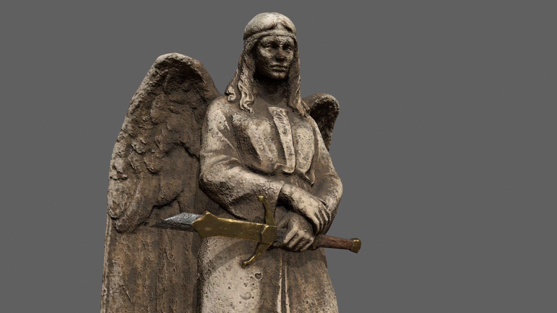 Angel statue of Low-poly 3D model_10