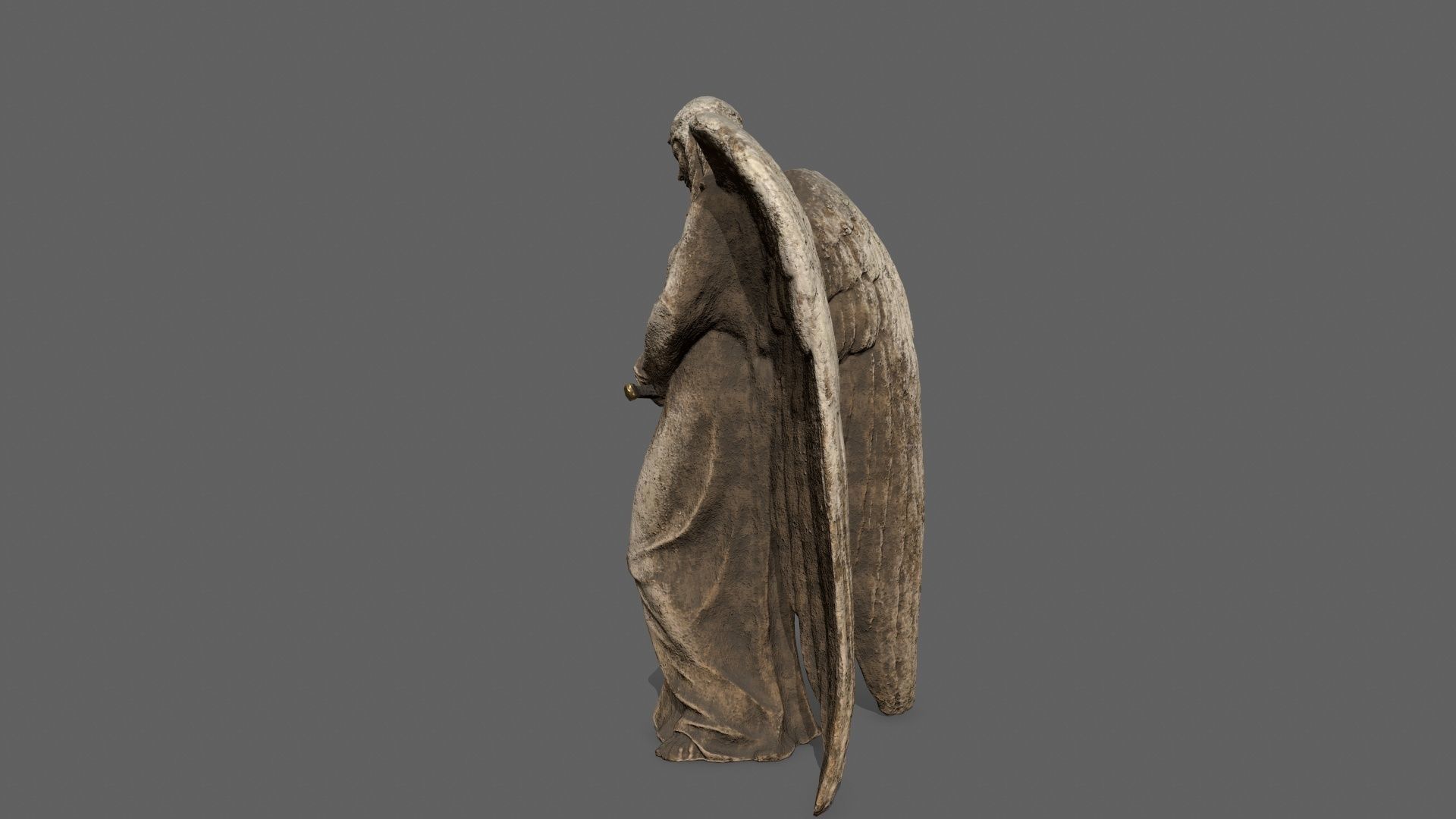 Angel statue of Low-poly 3D model_6