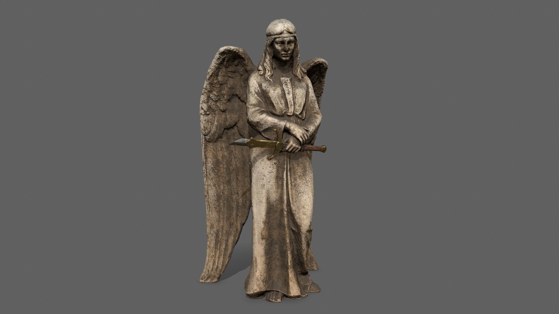 Angel statue of Low-poly 3D model_1