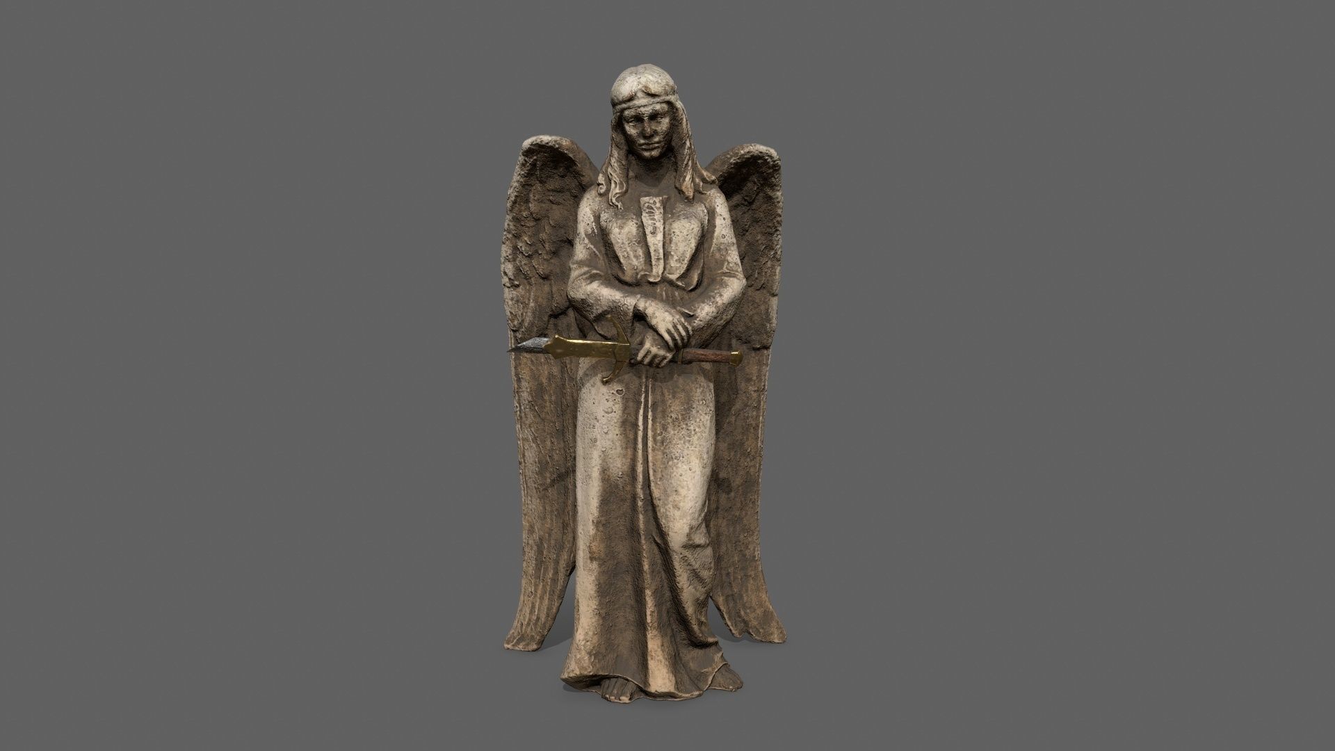 Angel statue of Low-poly 3D model_8