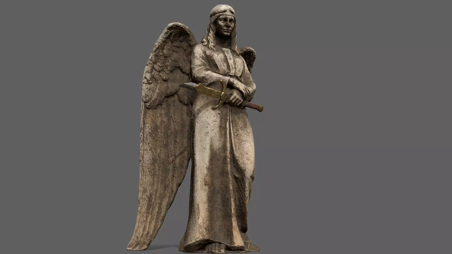 Angel statue of Low-poly 3D model_0