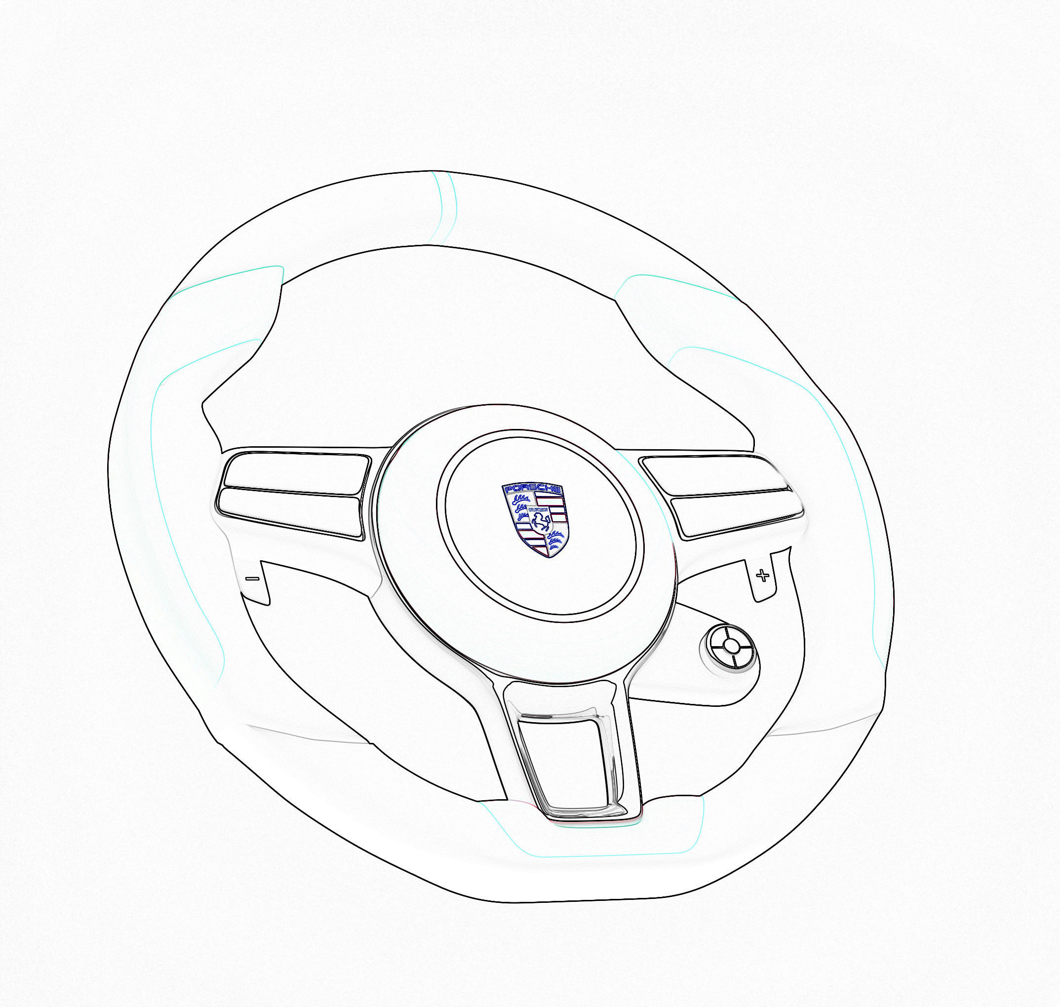 Luxury Steering Wheel Low-poly 3D model_5