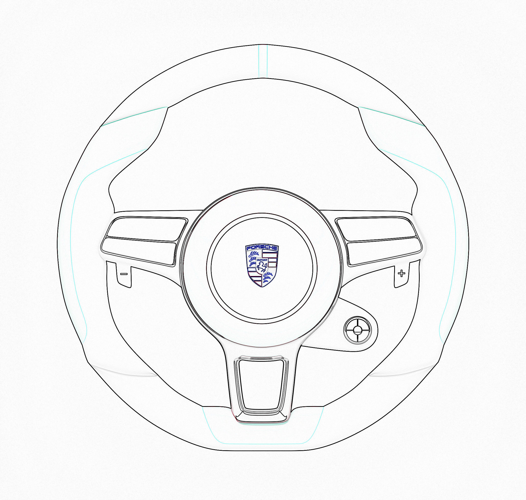 Luxury Steering Wheel Low-poly 3D model_4