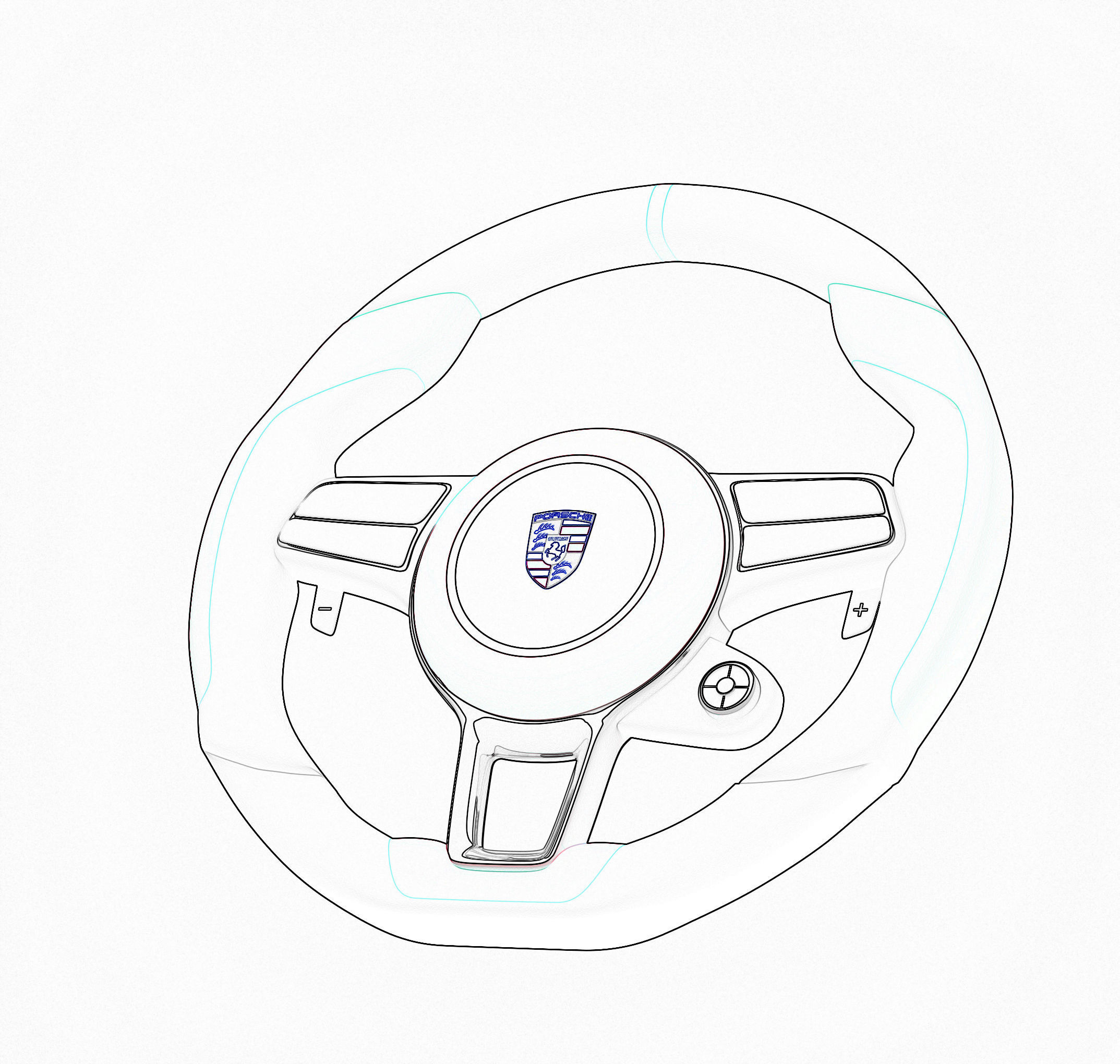 Luxury Steering Wheel Low-poly 3D model_6