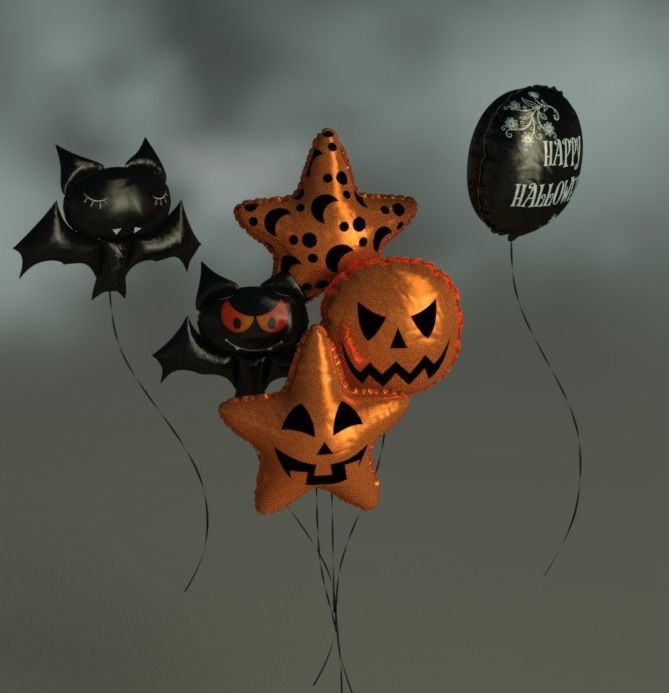 Ghosts and balls halloweens Low-poly 3D model_4