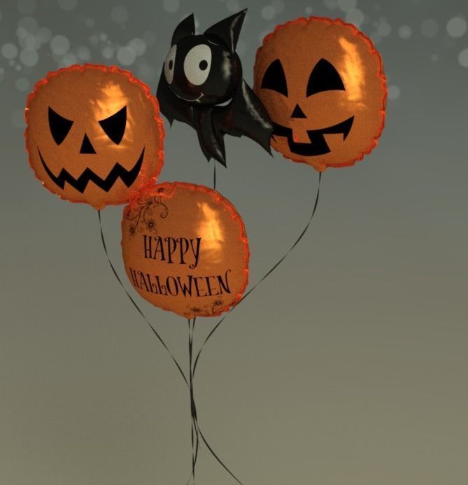 Ghosts and balls halloweens Low-poly 3D model_2