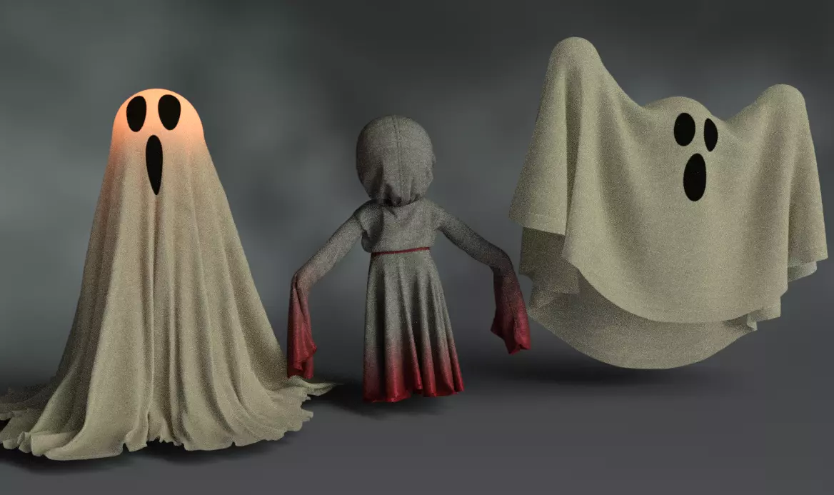 Ghosts and balls halloweens Low-poly 3D model_0