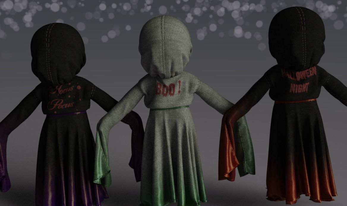 Ghosts and balls halloweens Low-poly 3D model_5