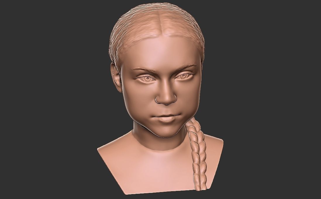 Greta Thunberg bust for 3D printing 3D print model_20