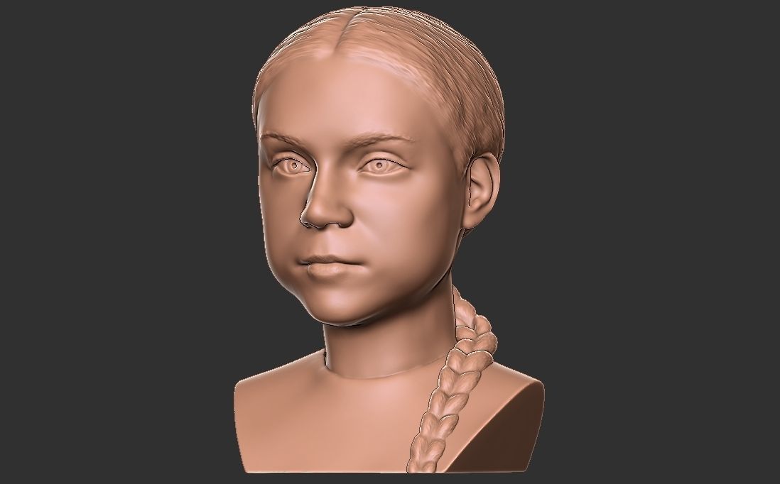 Greta Thunberg bust for 3D printing 3D print model_7