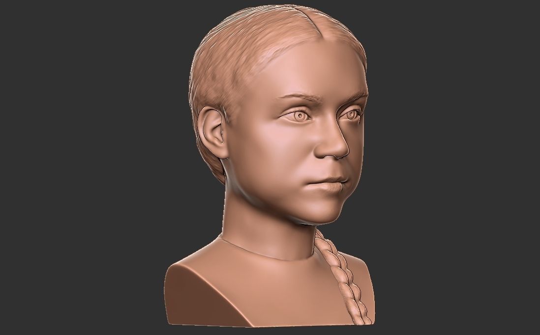 Greta Thunberg bust for 3D printing 3D print model_17