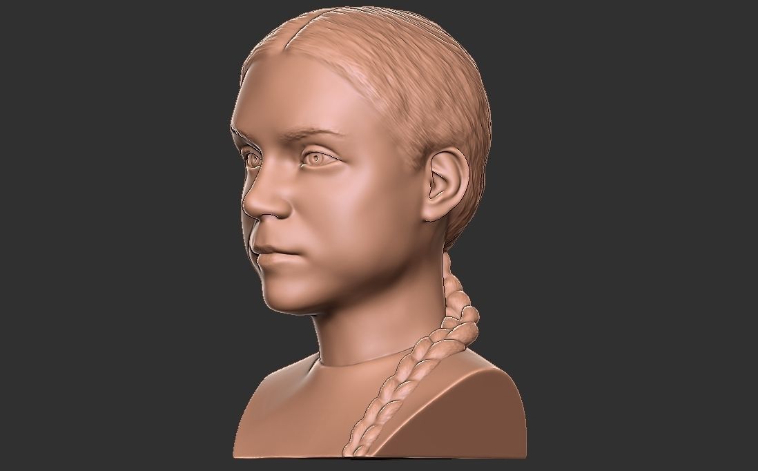 Greta Thunberg bust for 3D printing 3D print model_9