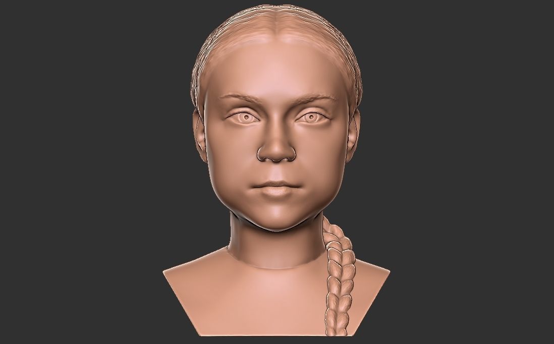 Greta Thunberg bust for 3D printing 3D print model_5