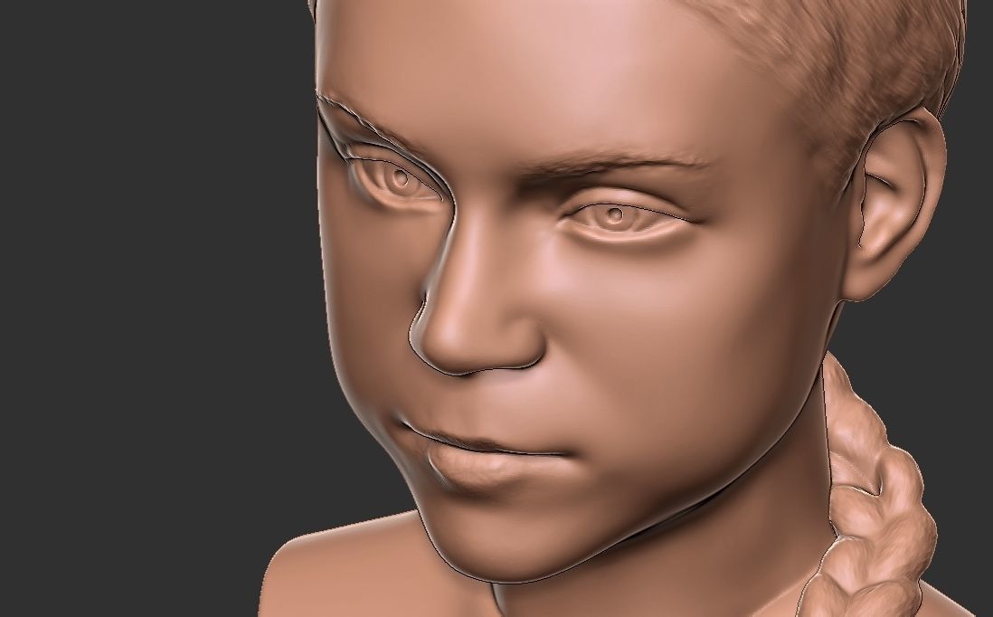 Greta Thunberg bust for 3D printing 3D print model_27