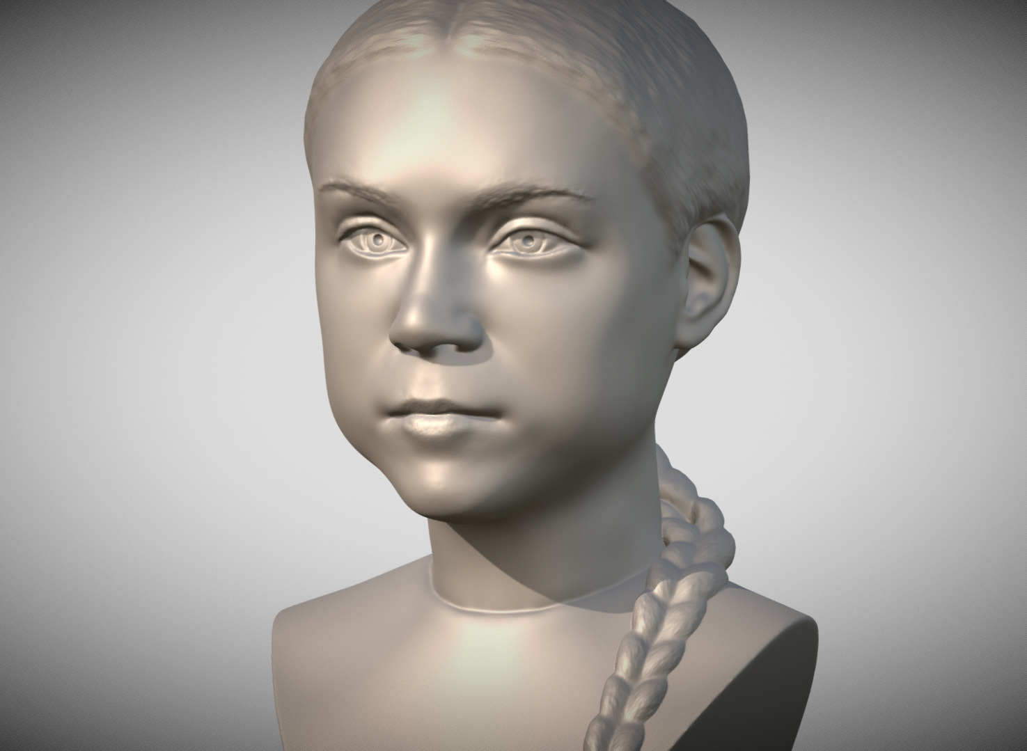 Greta Thunberg bust for 3D printing 3D print model_3