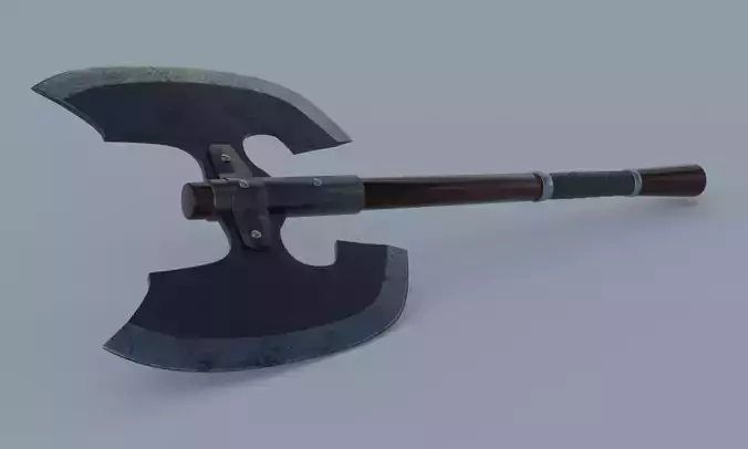 Battle axe weapon low poly PBR 3D model