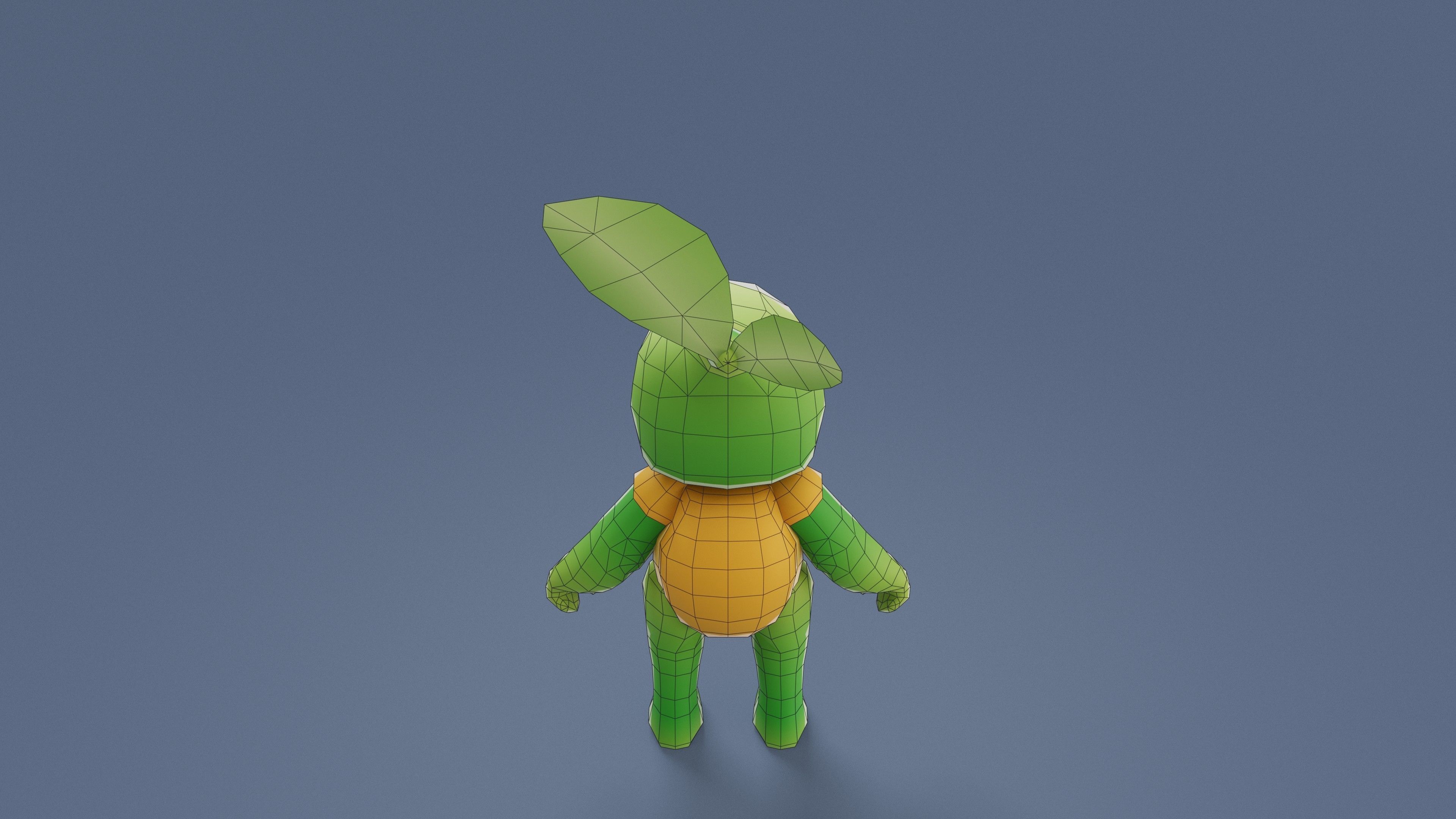 Cartoon Characters - Small Vegeturtle Warrior Low-poly 3D model_15
