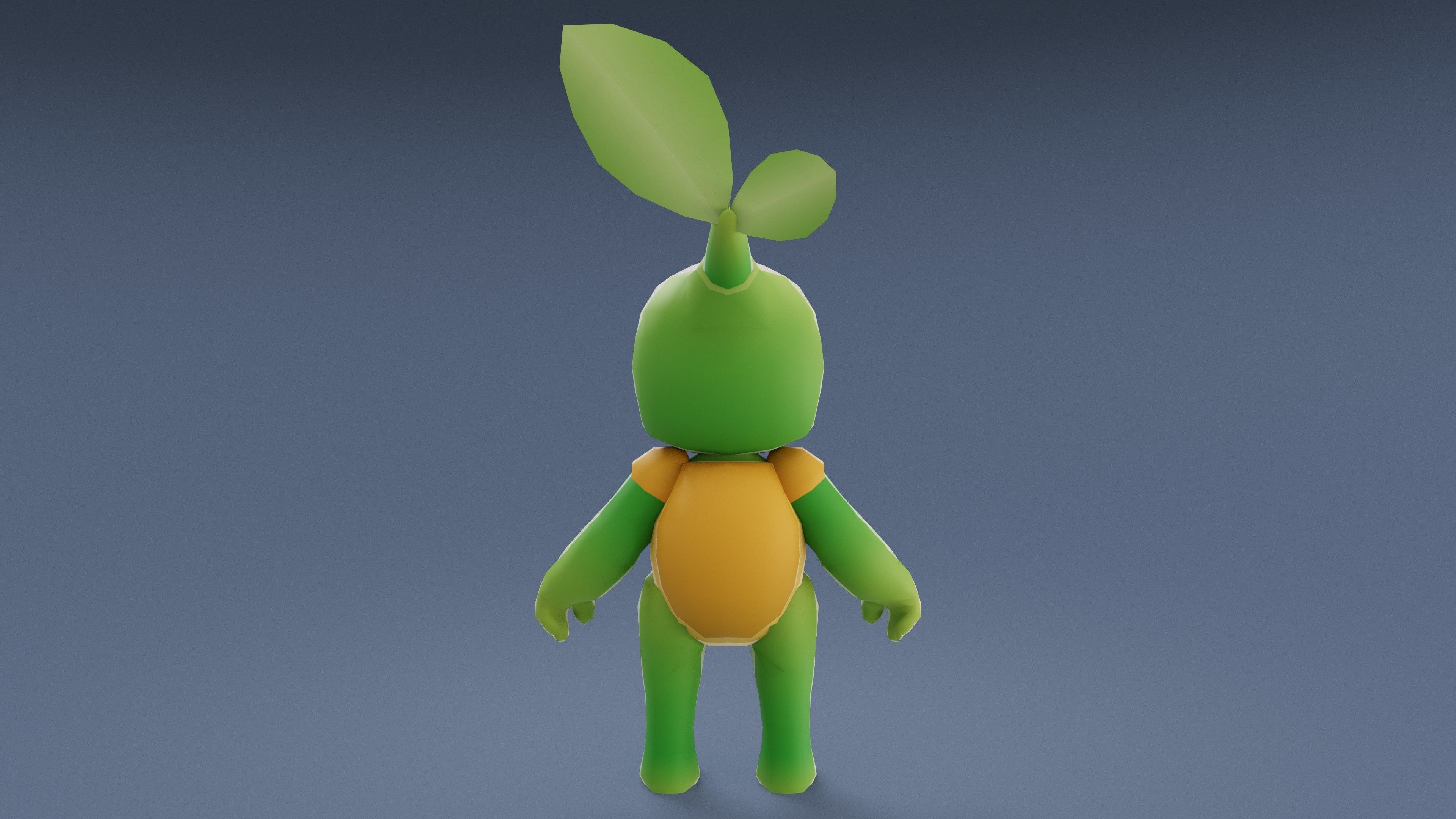 Cartoon Characters - Small Vegeturtle Warrior Low-poly 3D model_9