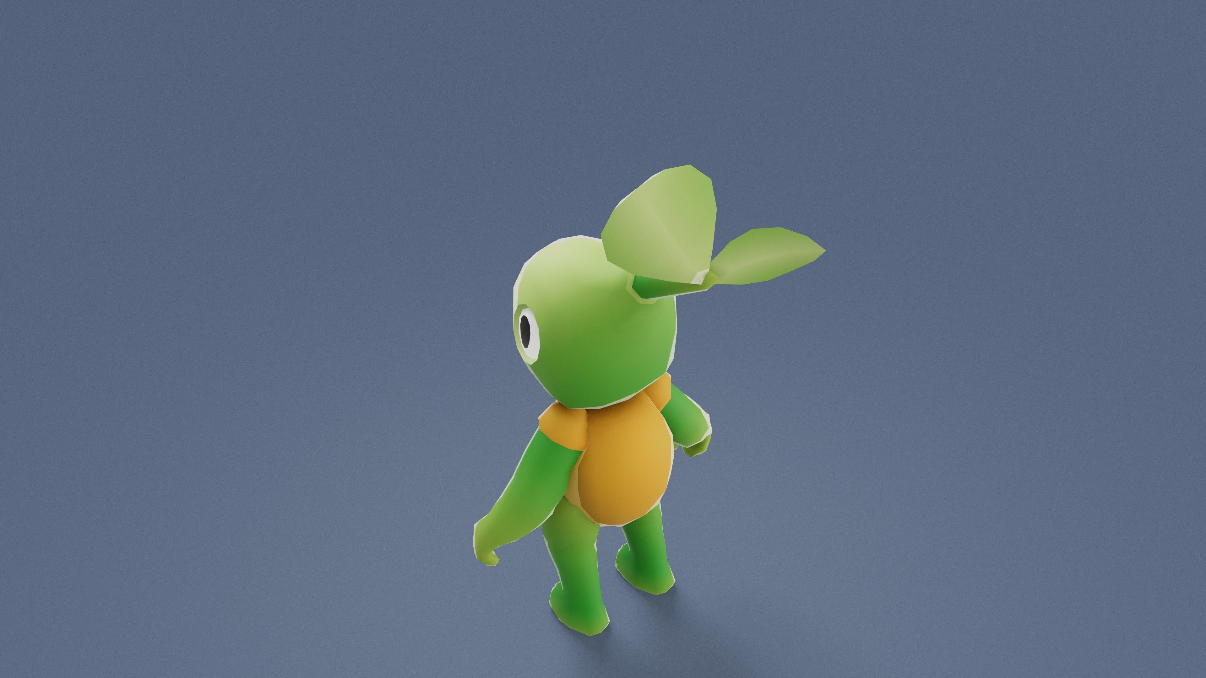 Cartoon Characters - Small Vegeturtle Warrior Low-poly 3D model_3