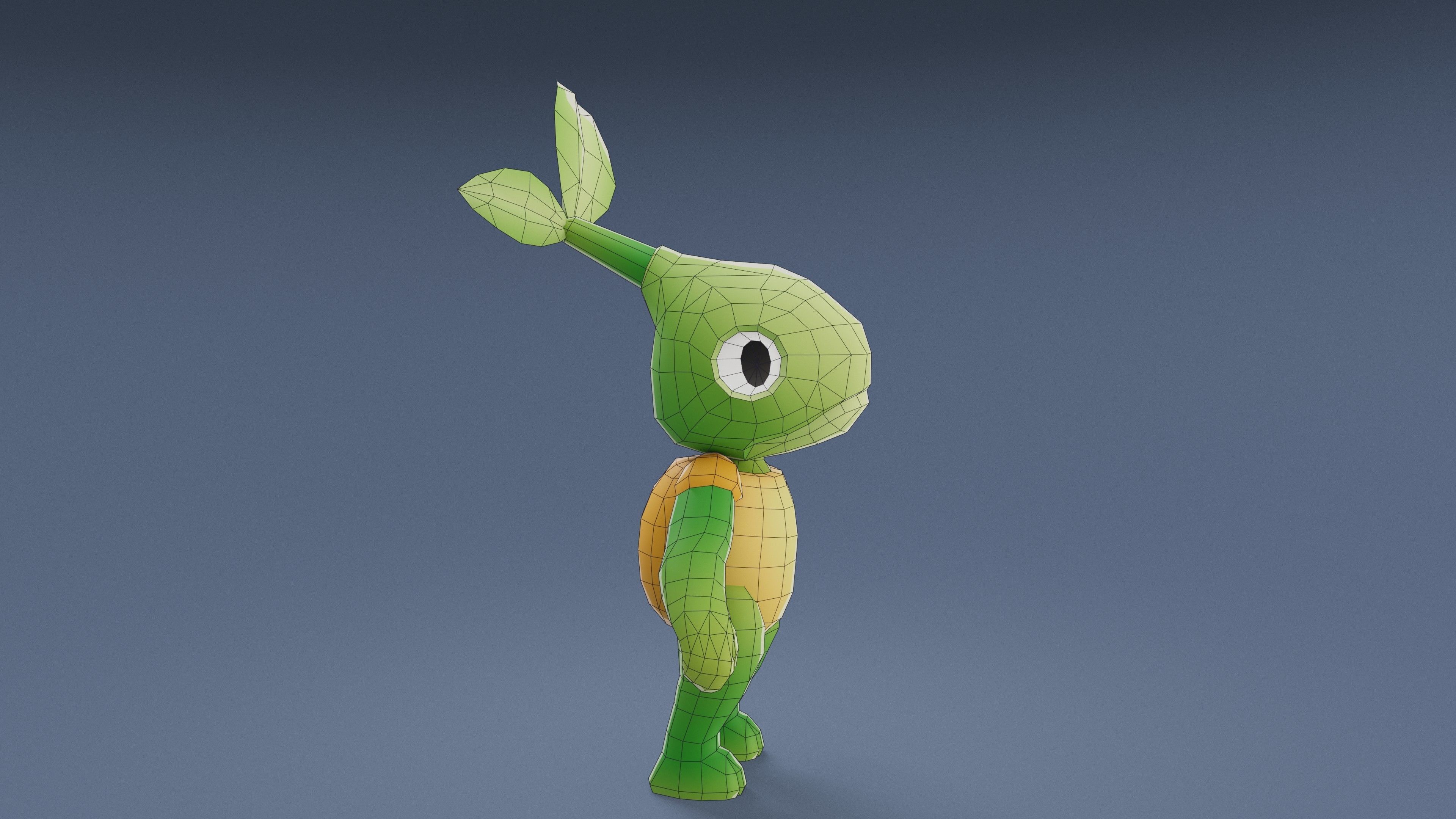 Cartoon Characters - Small Vegeturtle Warrior Low-poly 3D model_21