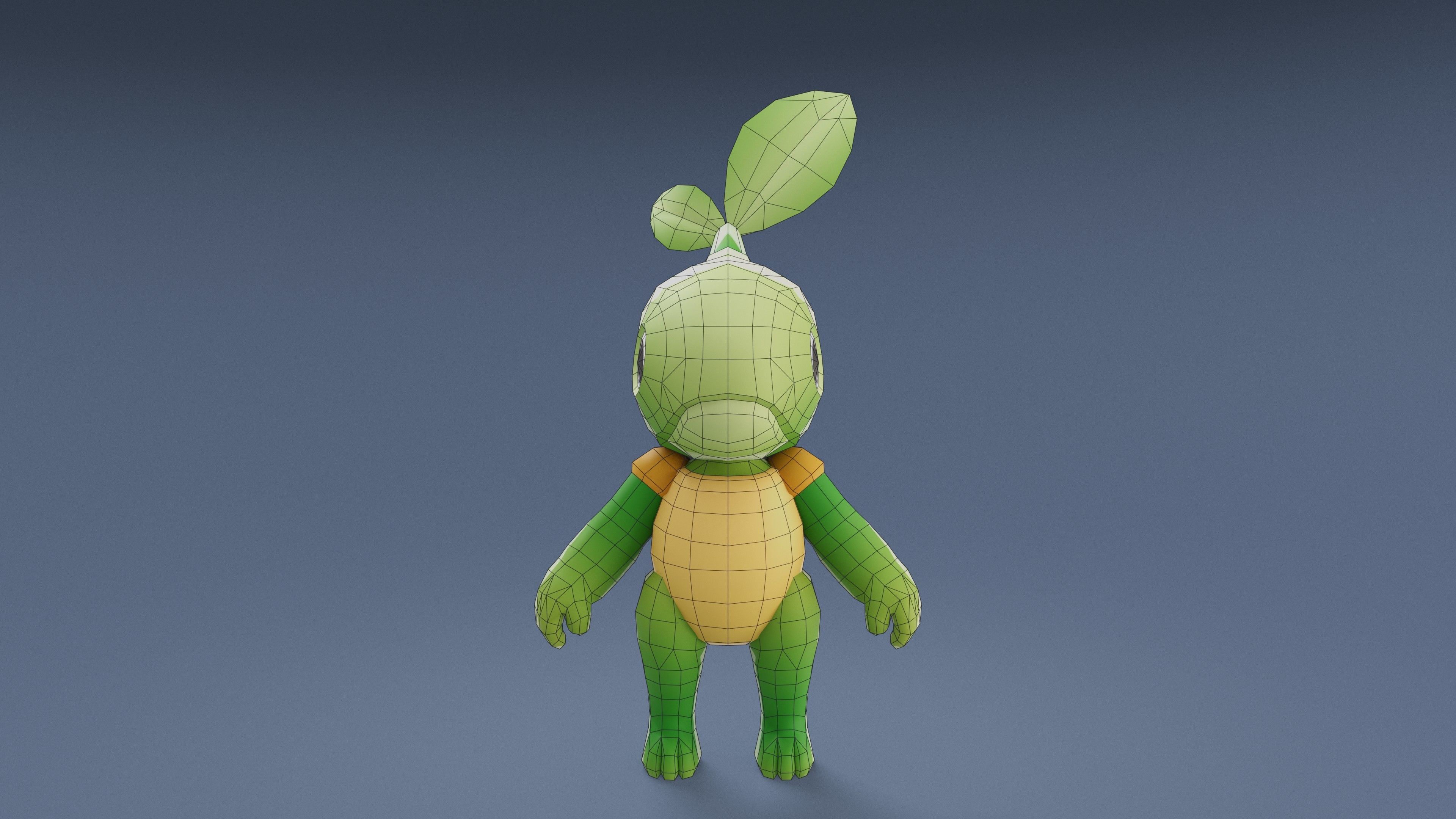 Cartoon Characters - Small Vegeturtle Warrior Low-poly 3D model_22