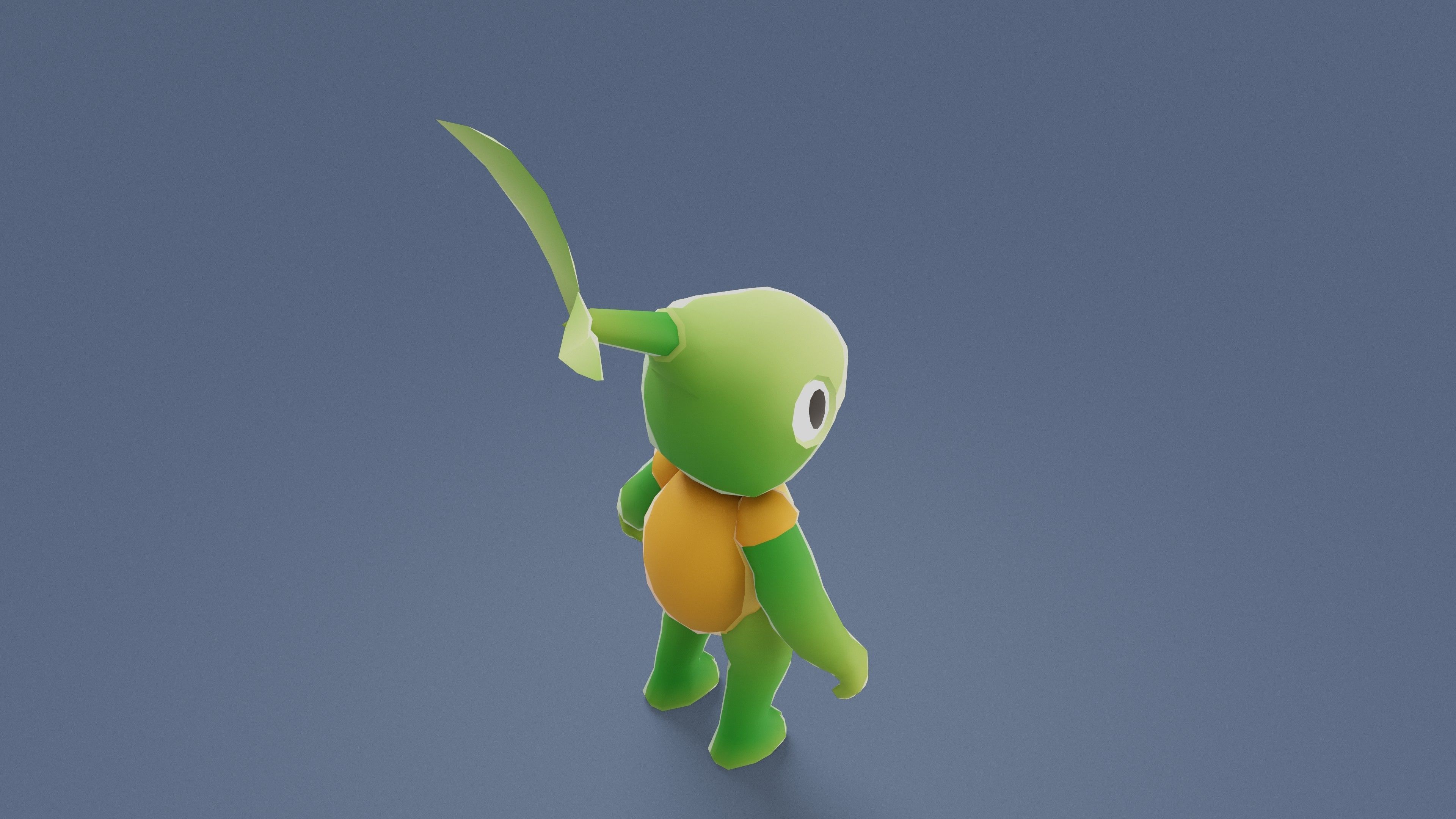 Cartoon Characters - Small Vegeturtle Warrior Low-poly 3D model_5