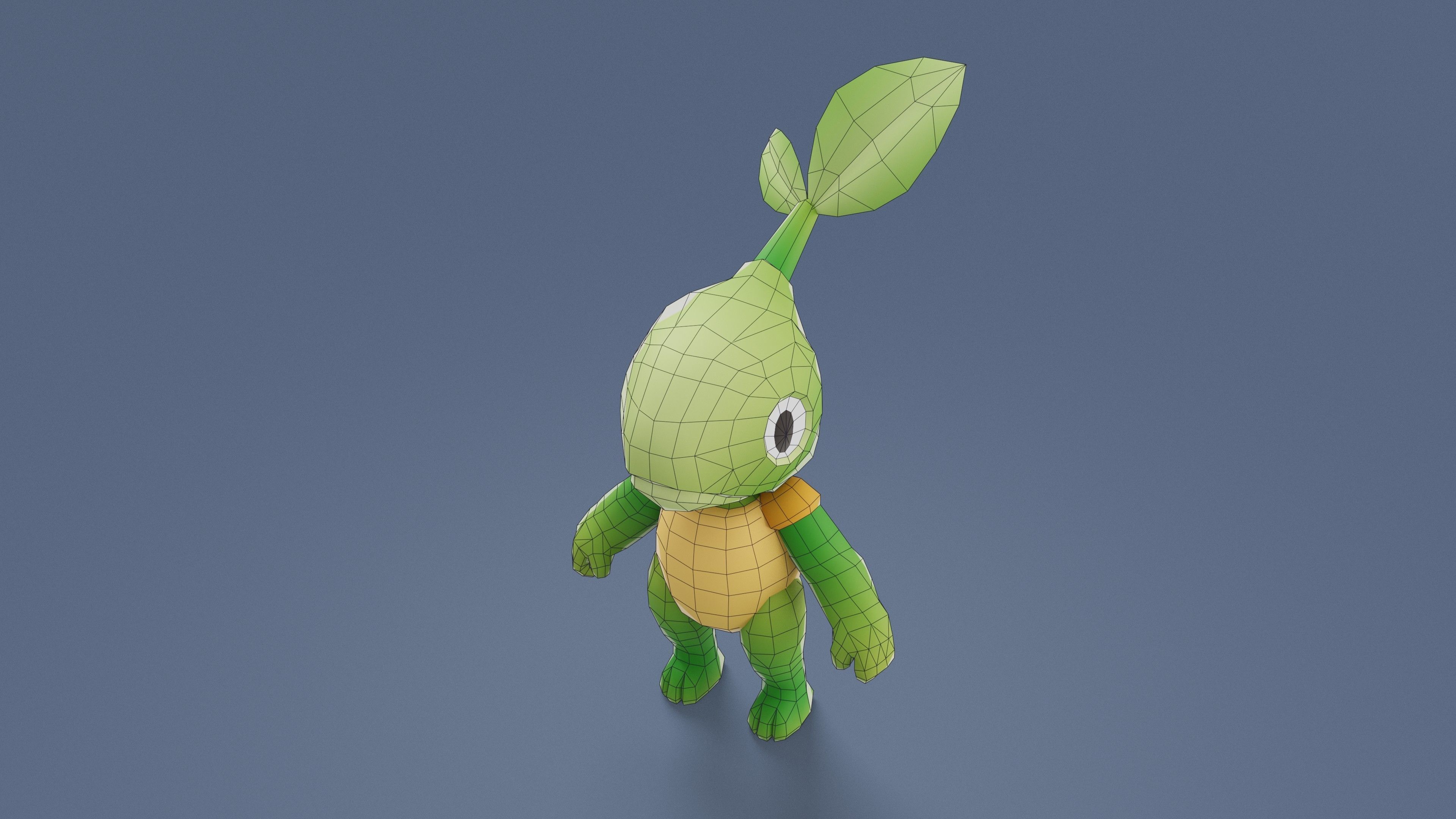 Cartoon Characters - Small Vegeturtle Warrior Low-poly 3D model_11