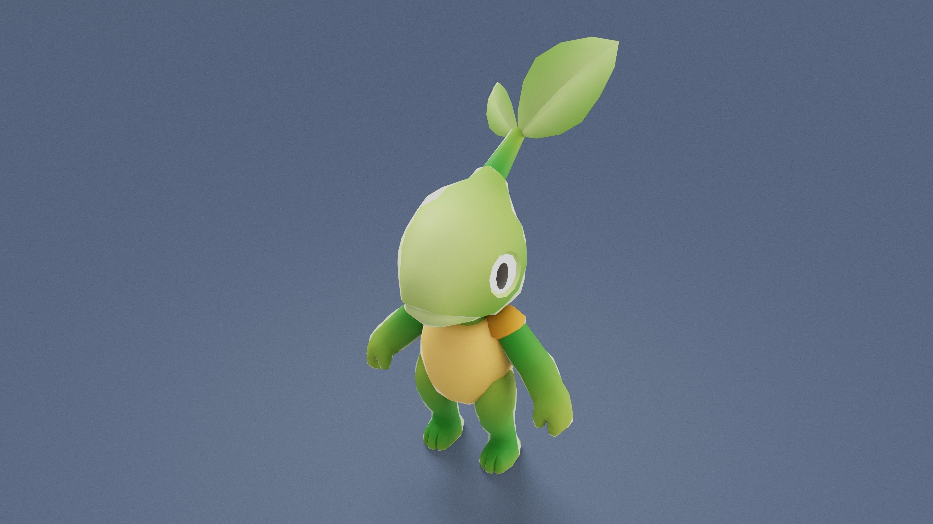 Cartoon Characters - Small Vegeturtle Warrior Low-poly 3D model_2