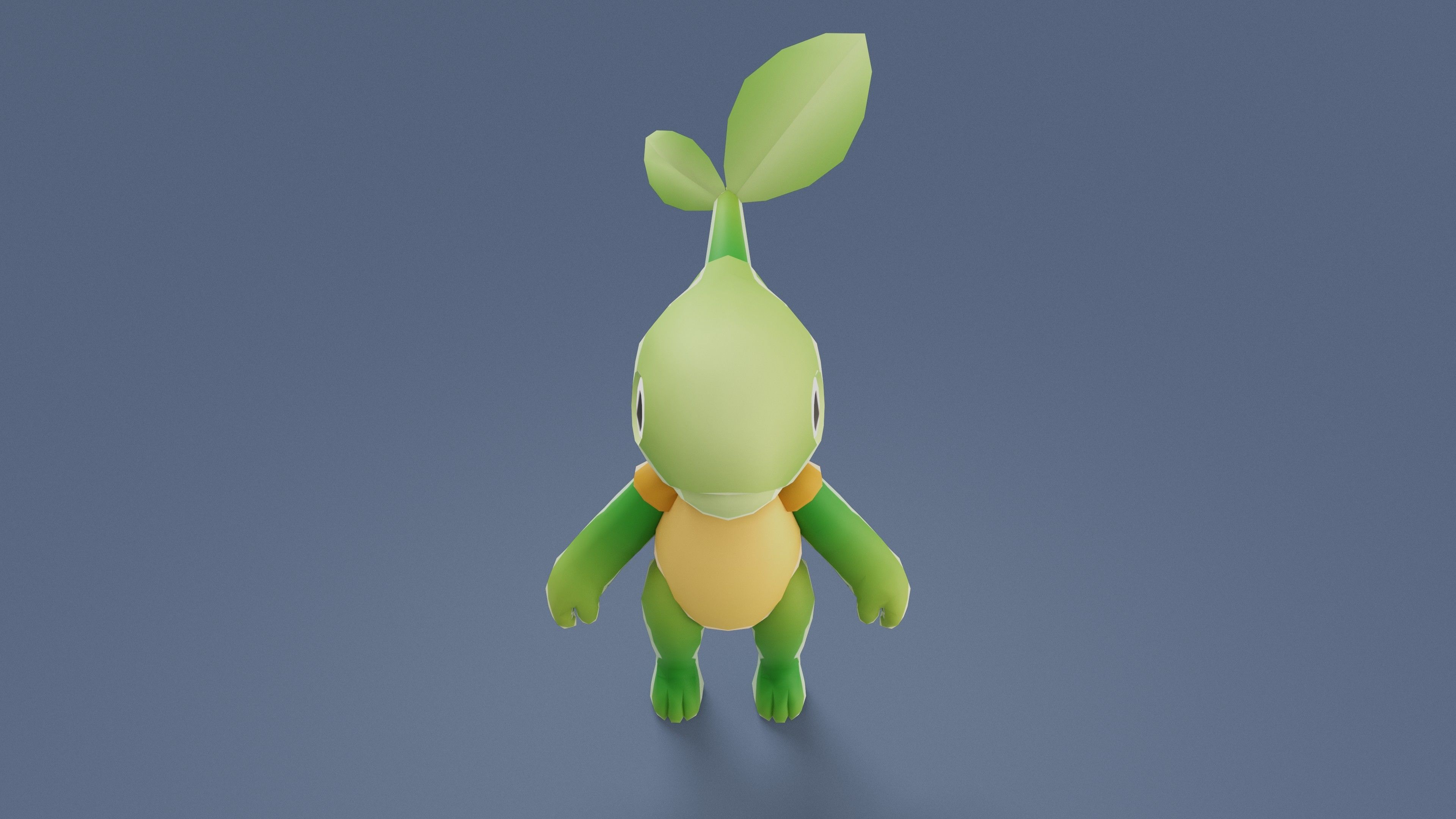 Cartoon Characters - Small Vegeturtle Warrior Low-poly 3D model_7