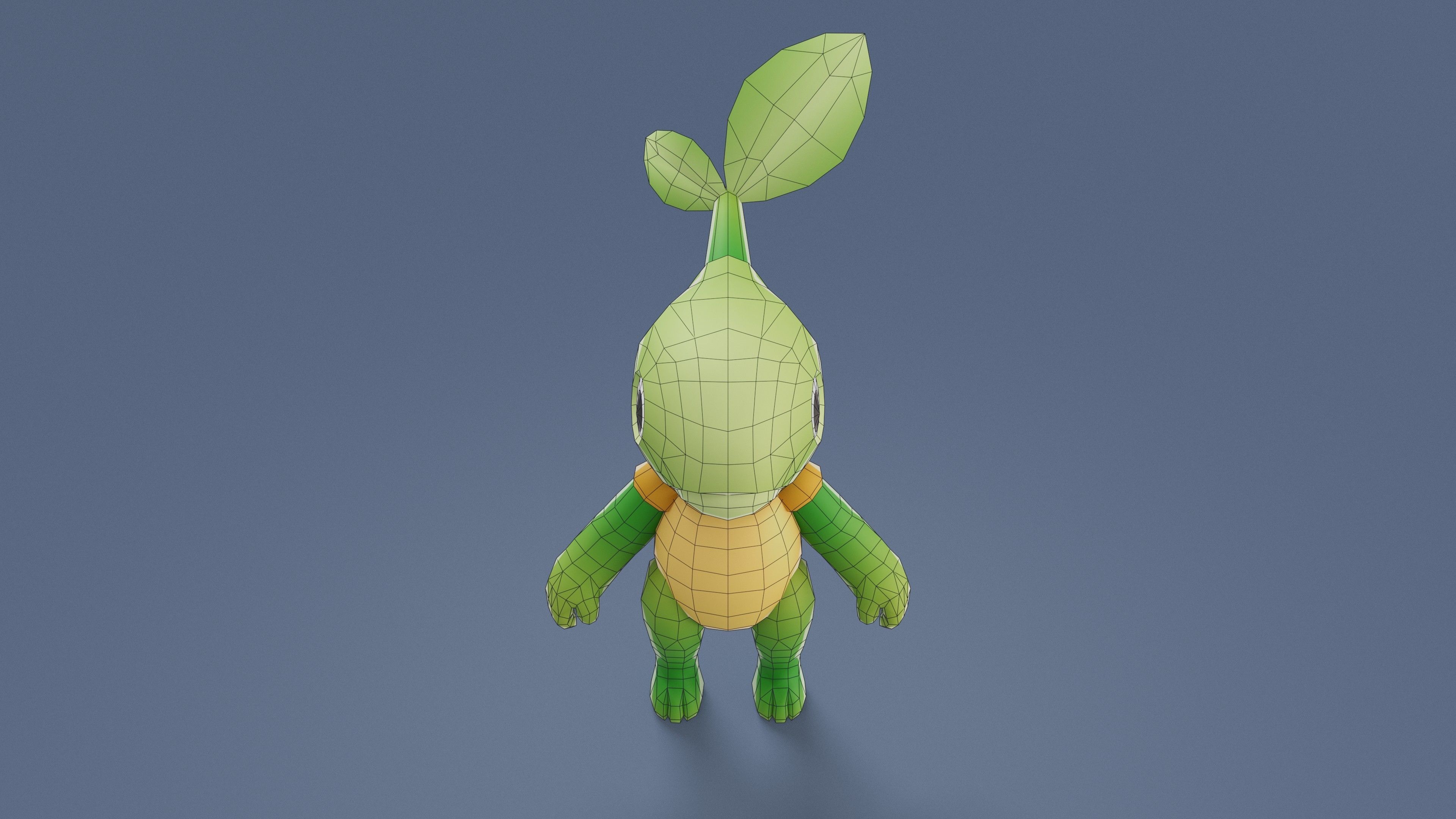 Cartoon Characters - Small Vegeturtle Warrior Low-poly 3D model_18