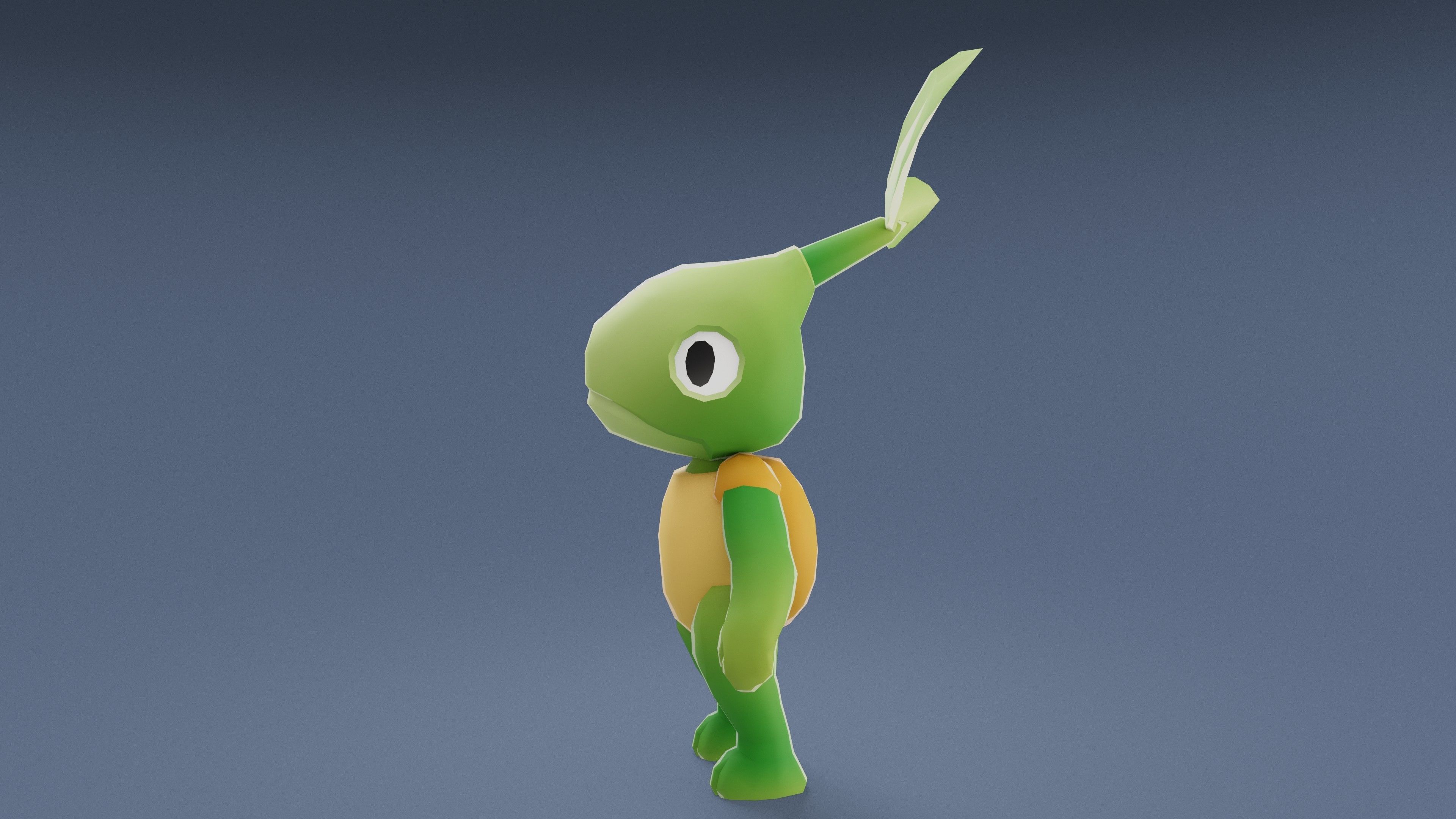 Cartoon Characters - Small Vegeturtle Warrior Low-poly 3D model_8