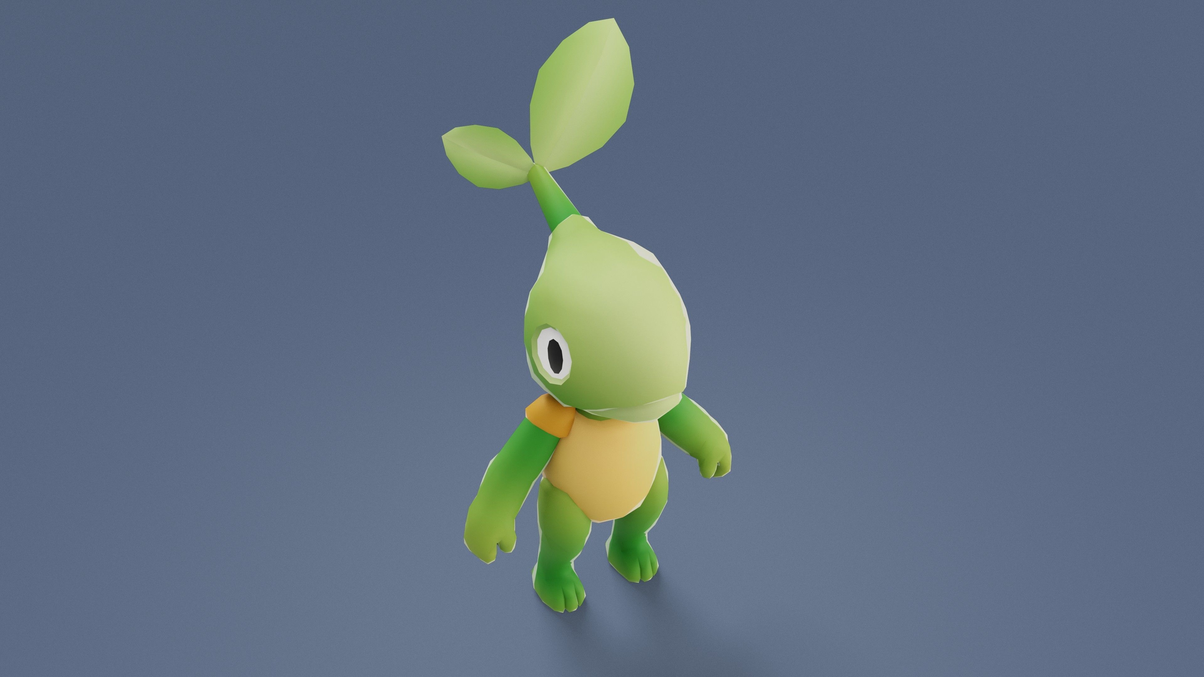 Cartoon Characters - Small Vegeturtle Warrior Low-poly 3D model_6