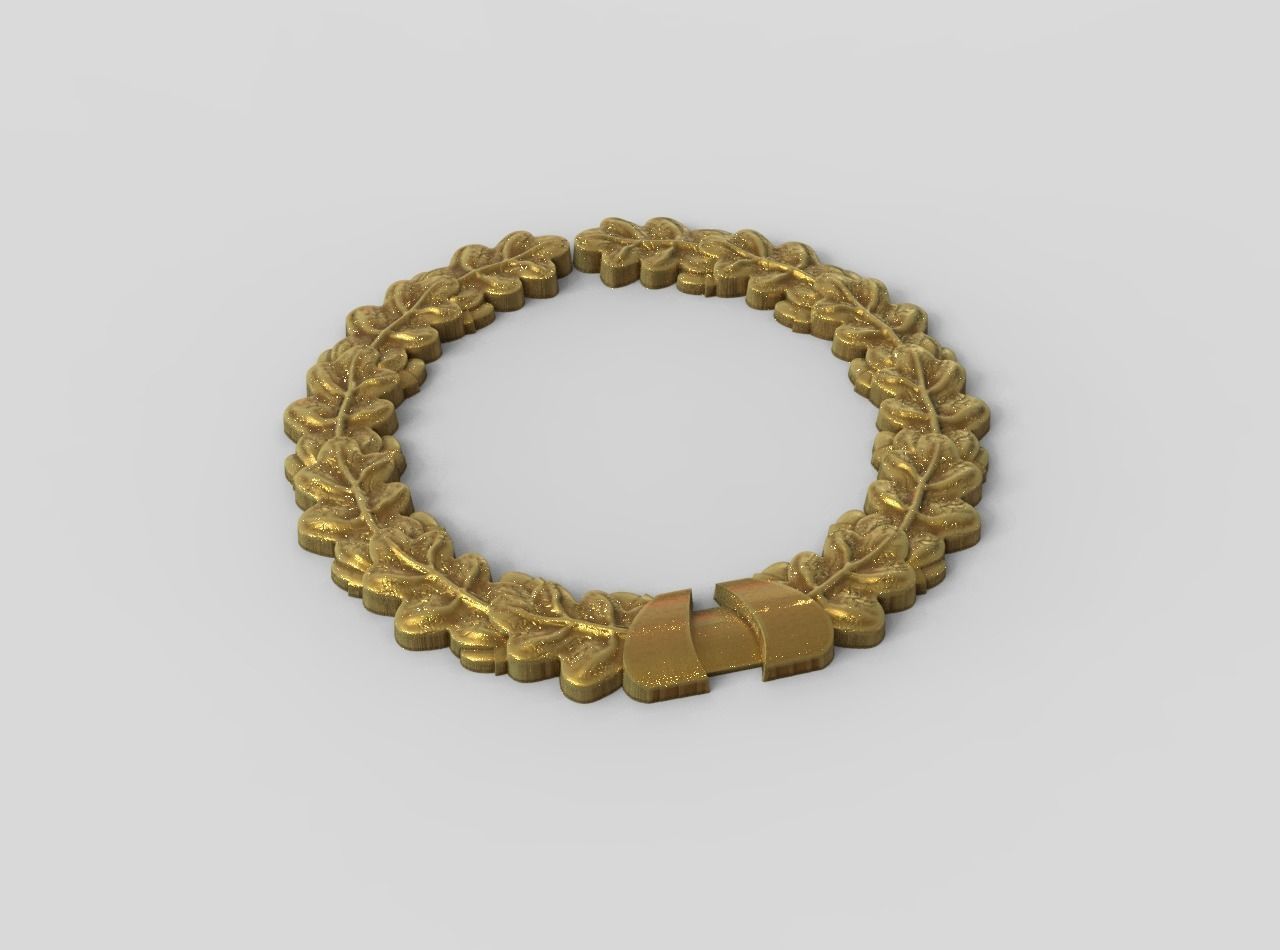 Oak wreath 3D print model_1