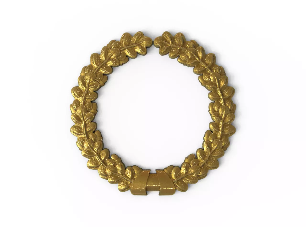 Oak wreath 3D print model_0