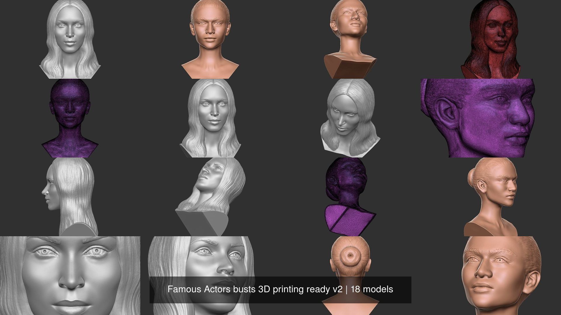 Famous Actors busts 3D printing ready v2 3D Model Collection_5