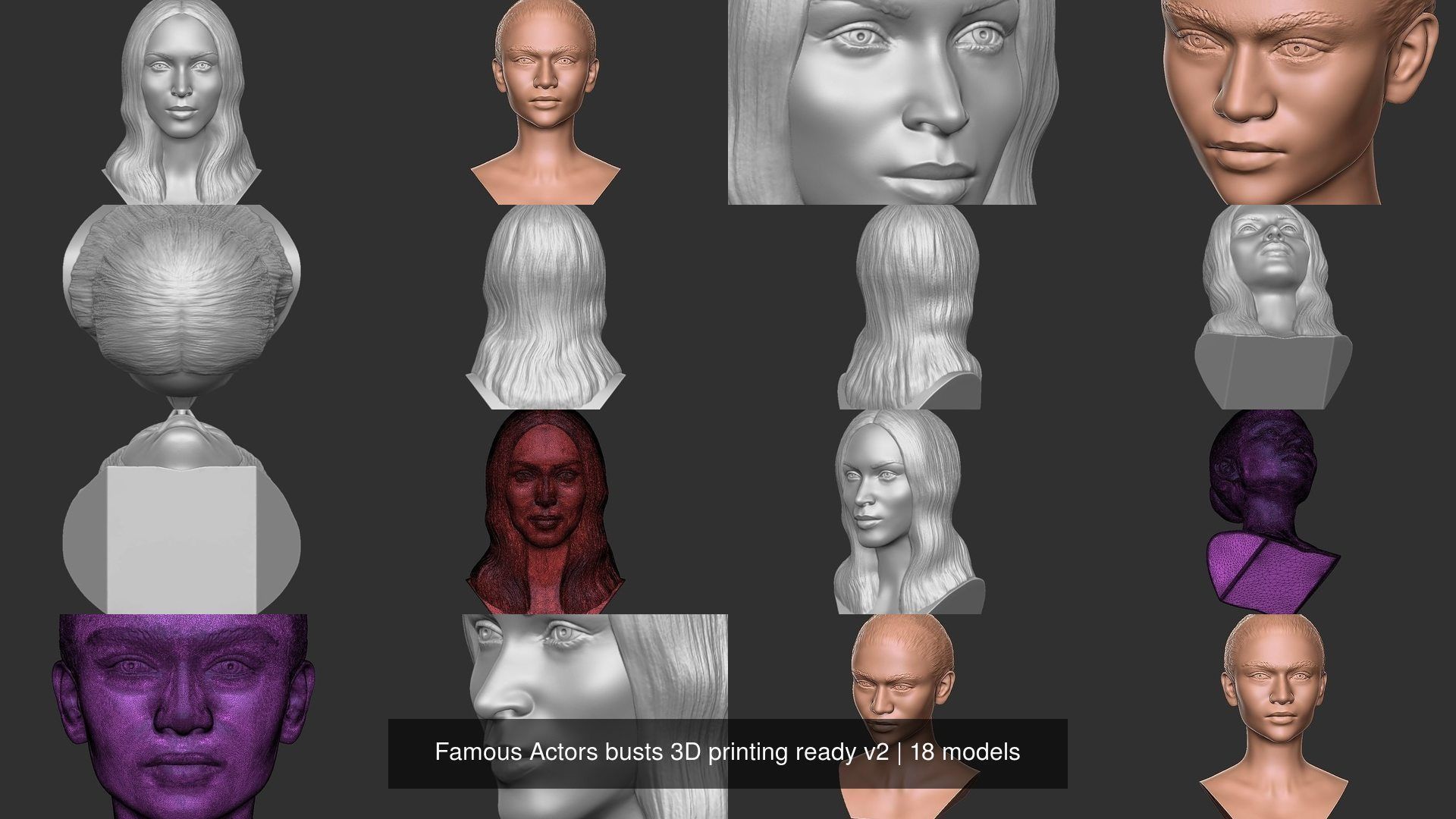 Famous Actors busts 3D printing ready v2 3D Model Collection_4