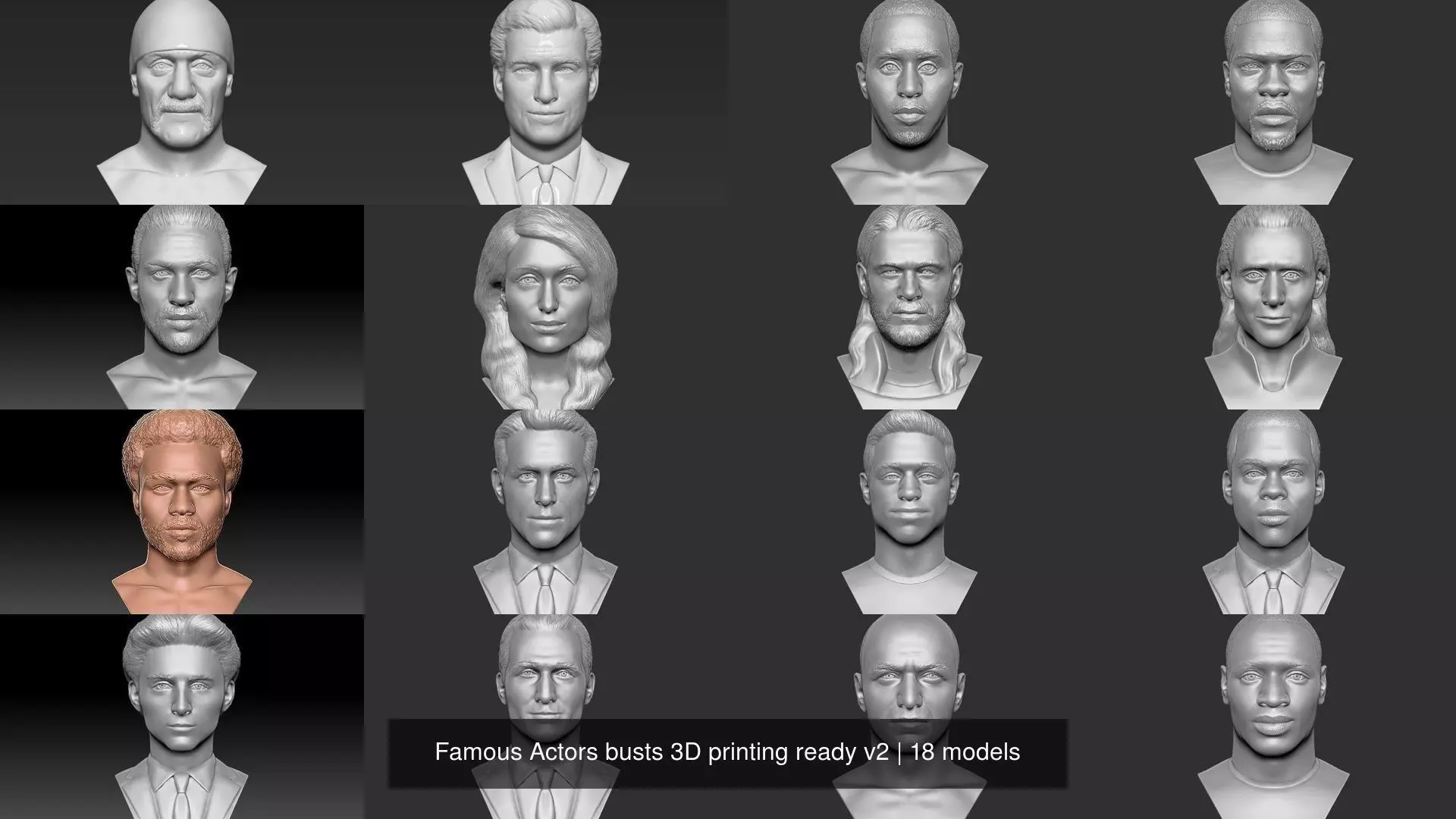 Famous Actors busts 3D printing ready v2 3D Model Collection_1
