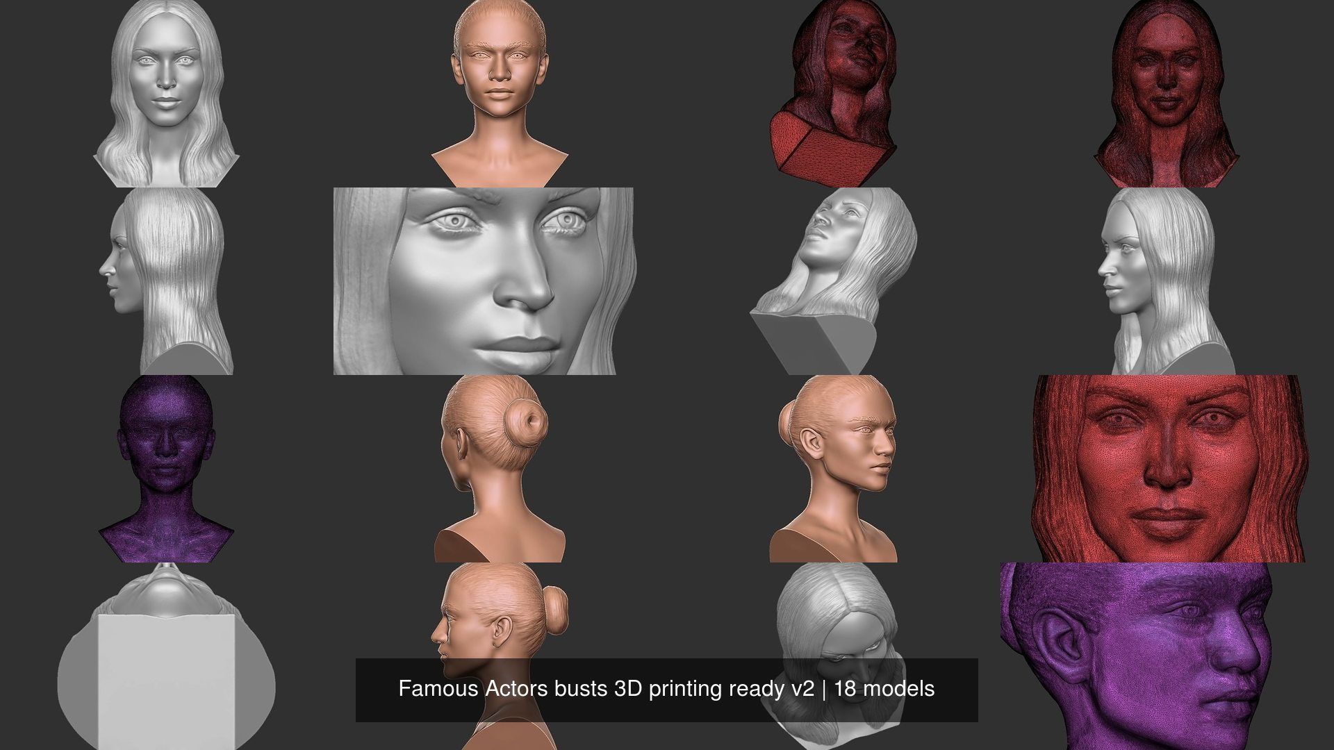 Famous Actors busts 3D printing ready v2 3D Model Collection_3