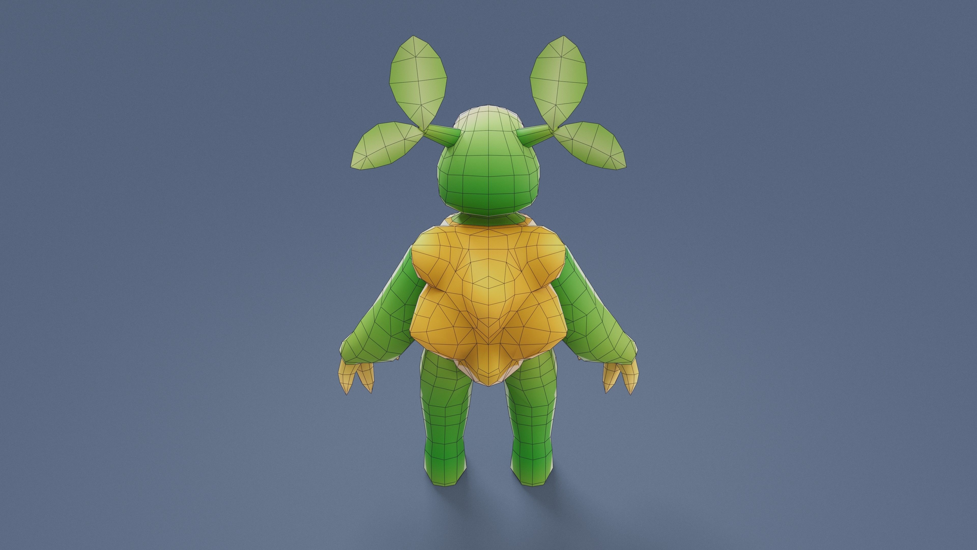 Cartoon Characters - Medium Vegeturtle Warrior Low-poly 3D model_15