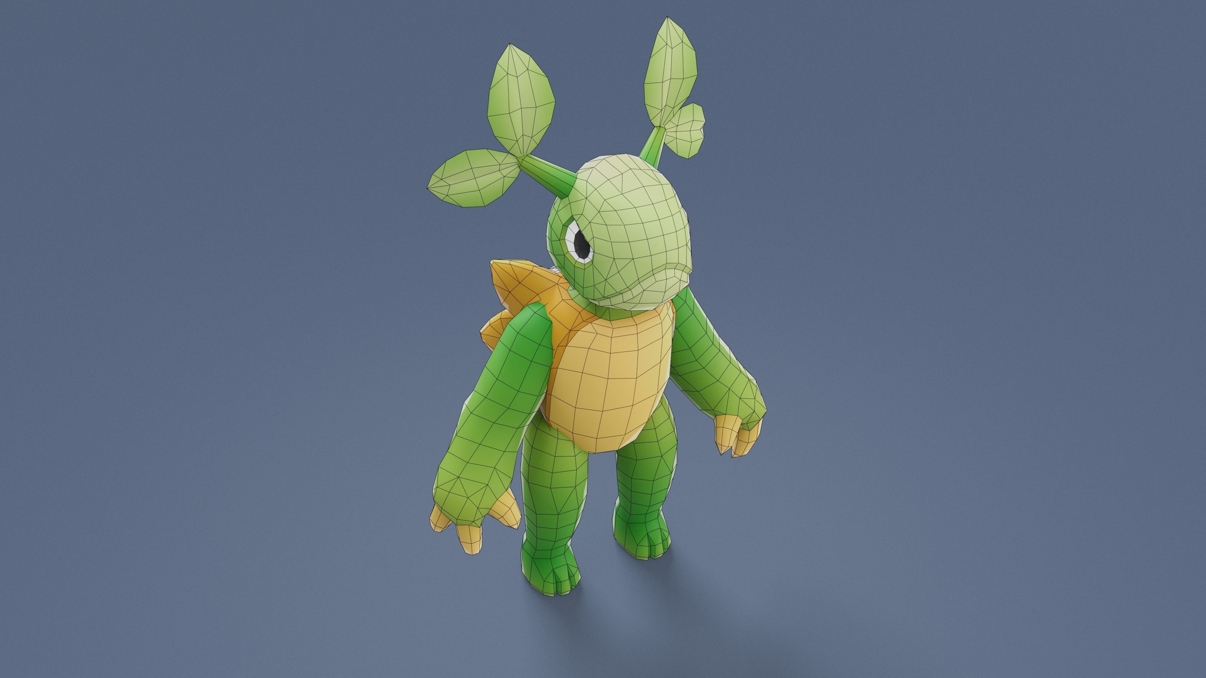 Cartoon Characters - Medium Vegeturtle Warrior Low-poly 3D model_17