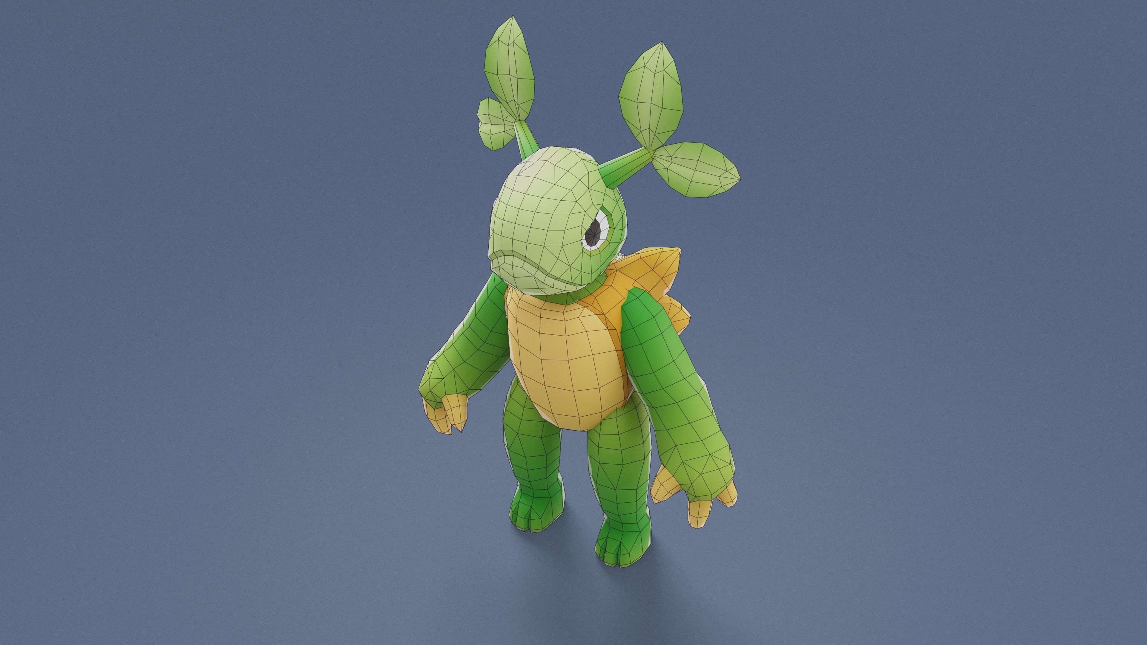 Cartoon Characters - Medium Vegeturtle Warrior Low-poly 3D model_11