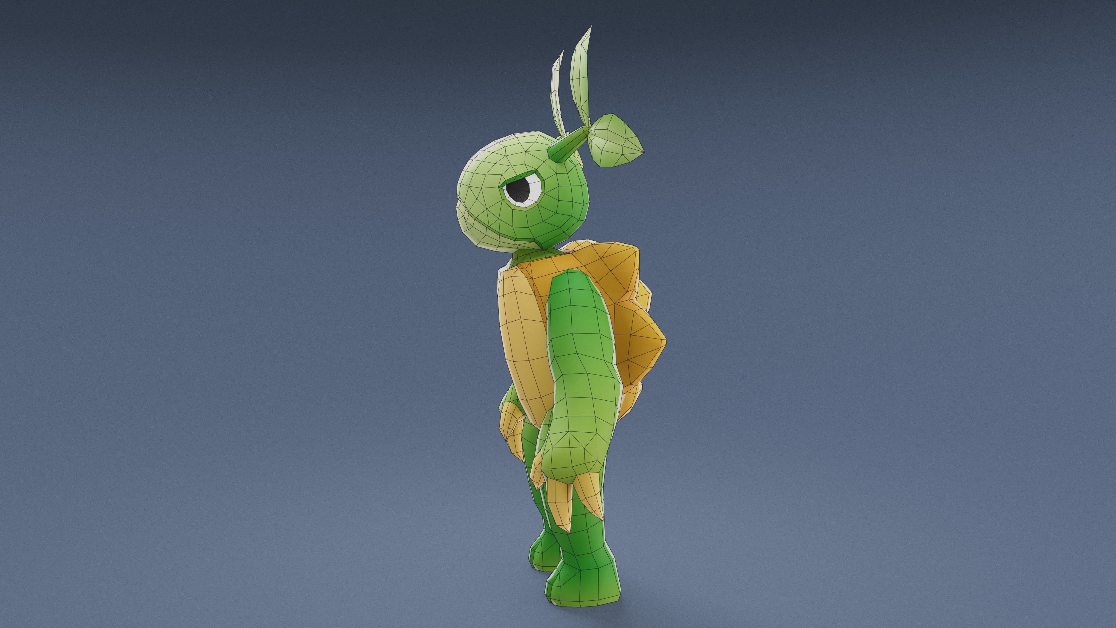 Cartoon Characters - Medium Vegeturtle Warrior Low-poly 3D model_19