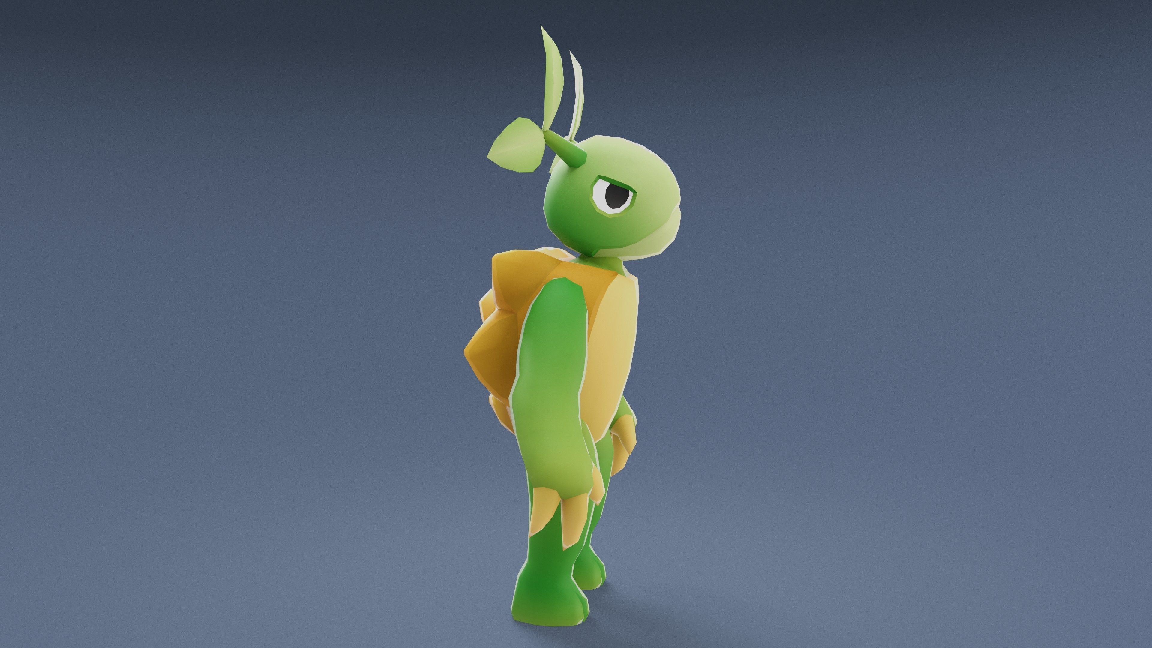 Cartoon Characters - Medium Vegeturtle Warrior Low-poly 3D model_10