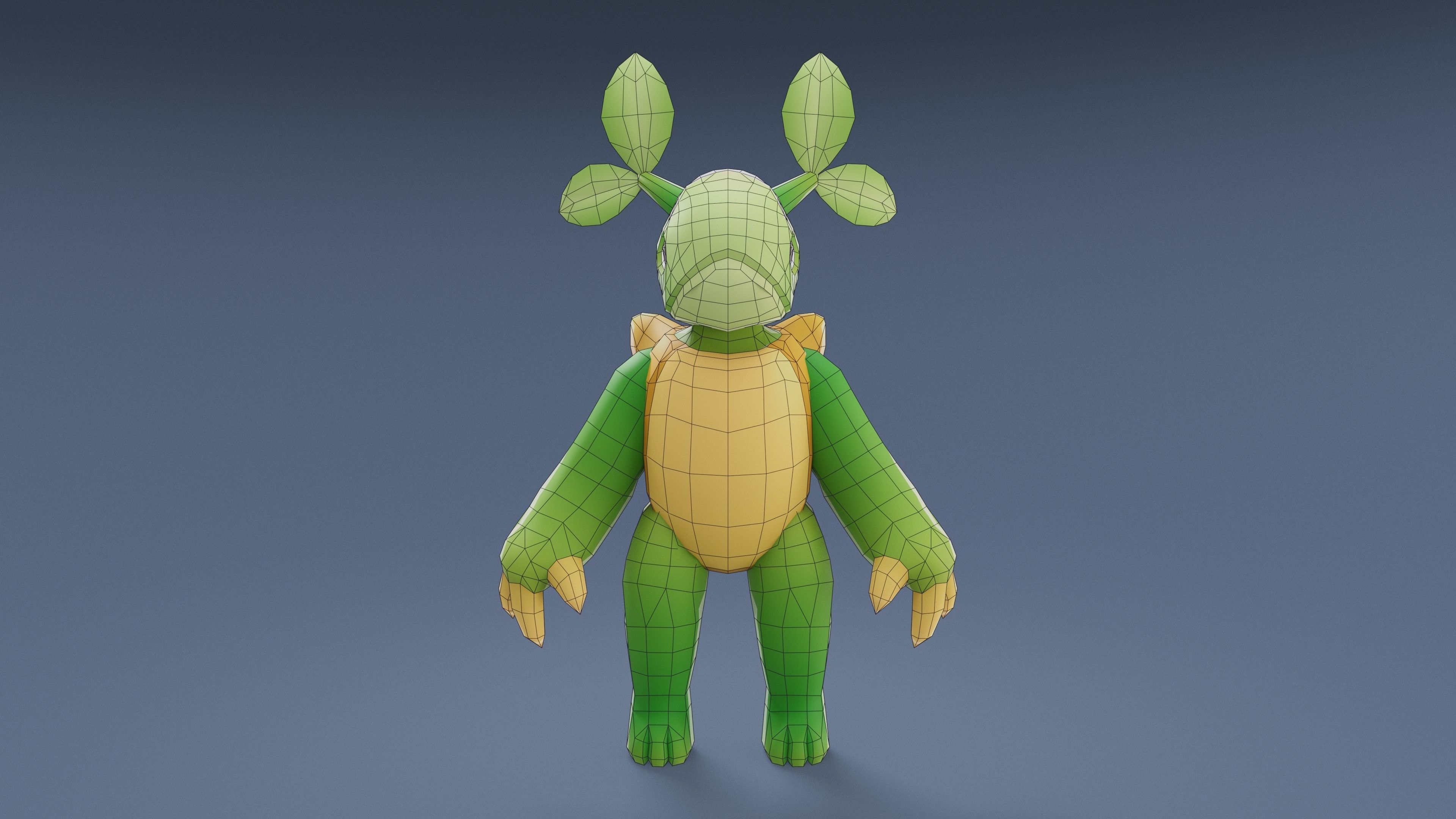 Cartoon Characters - Medium Vegeturtle Warrior Low-poly 3D model_22