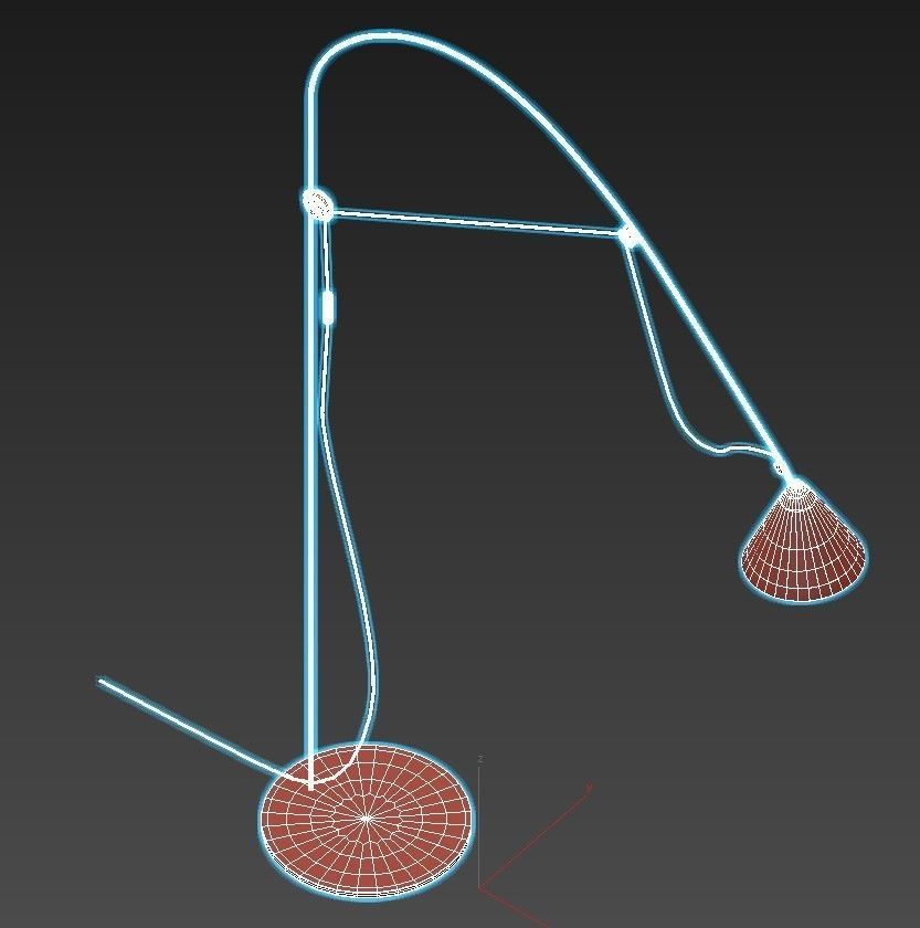 AYNO L floor lamp with shade and orange cord 3D model_2